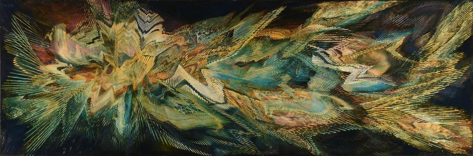 VLADIMIR SOKOLOV (American 1932-2021) "Firebird," 1985,: VLADIMIR SOKOLOV (American 1932-2021) "Firebird," 1985,mixed media collage on canvas, signed and dated lower right, "V. Sokolov, 85," and inscribed on back, "© 1985, B. Sokolov / "Firebird," 1985