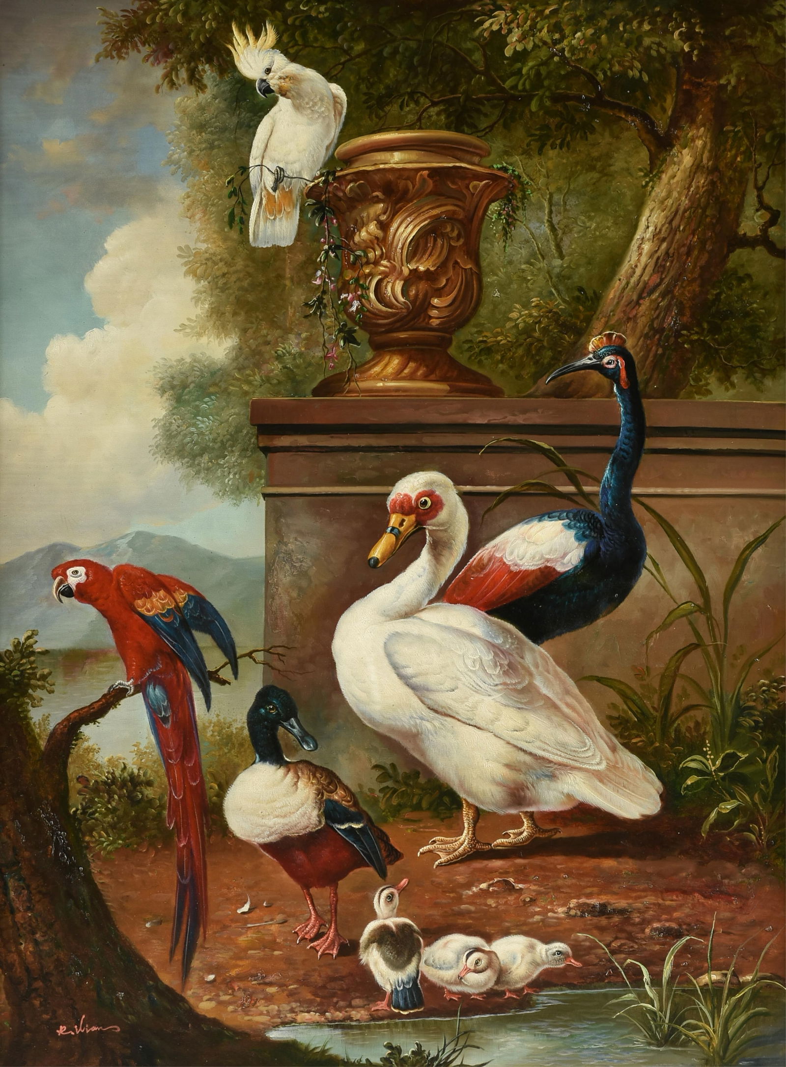 after JACOBUS VONCK "Exotic Birds in a Landscape (Untitled)," LATE 20TH CENTURY, (1 of 18)