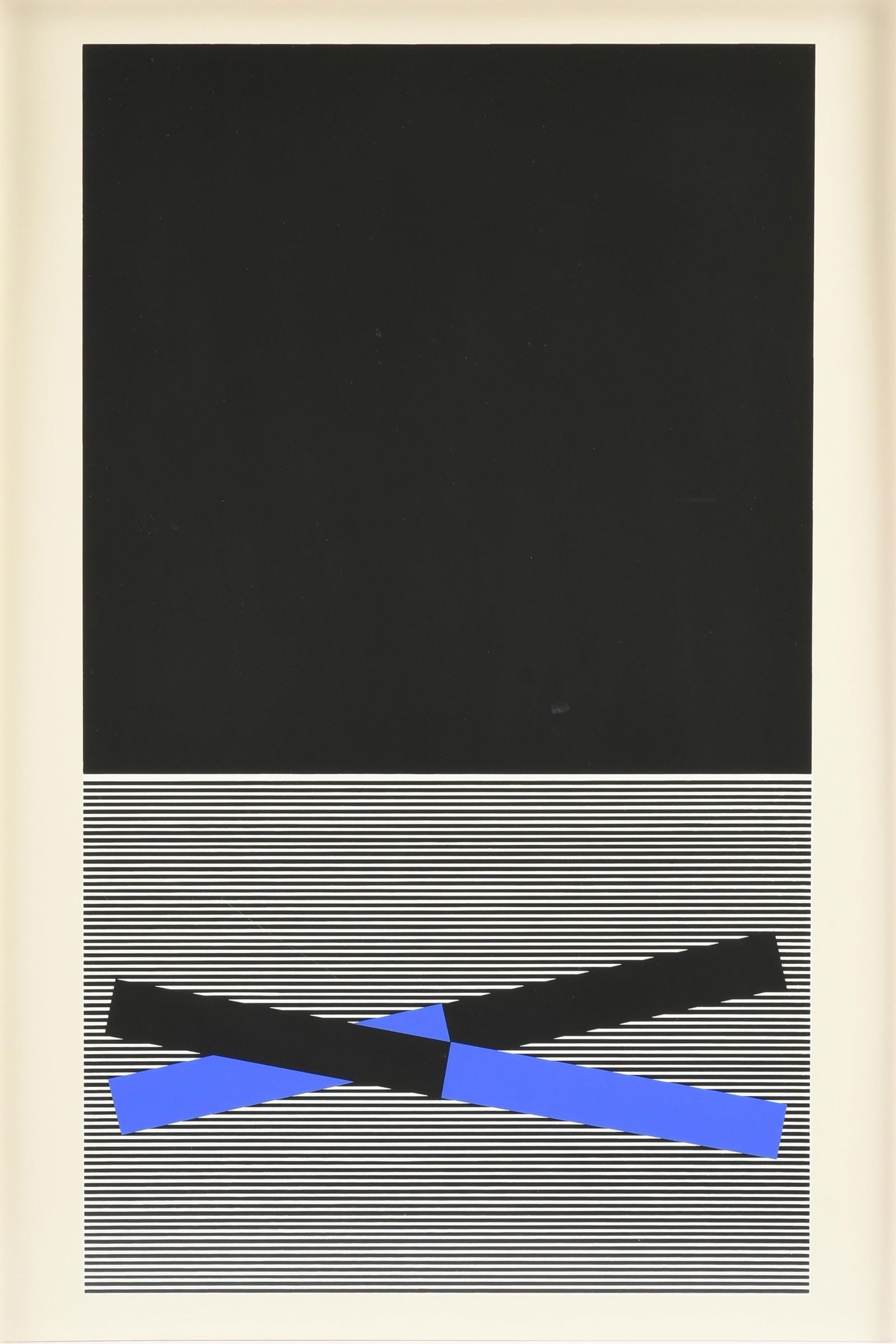 JESUS RAFAEL SOTO (Venezuelan 1923-2005) "Black and Blue (Untitled)," CIRCA 1970,: JESUS RAFAEL SOTO (Venezuelan 1923-2005) "Black and Blue (Untitled)," CIRCA 1970,lithograph on paper, from an edition of 1000.Sheet: 27 1/2 x 18 1/2 in. (69.9 x 47 cm.), Frame: 28 x 19 in. (71.1 x 48.