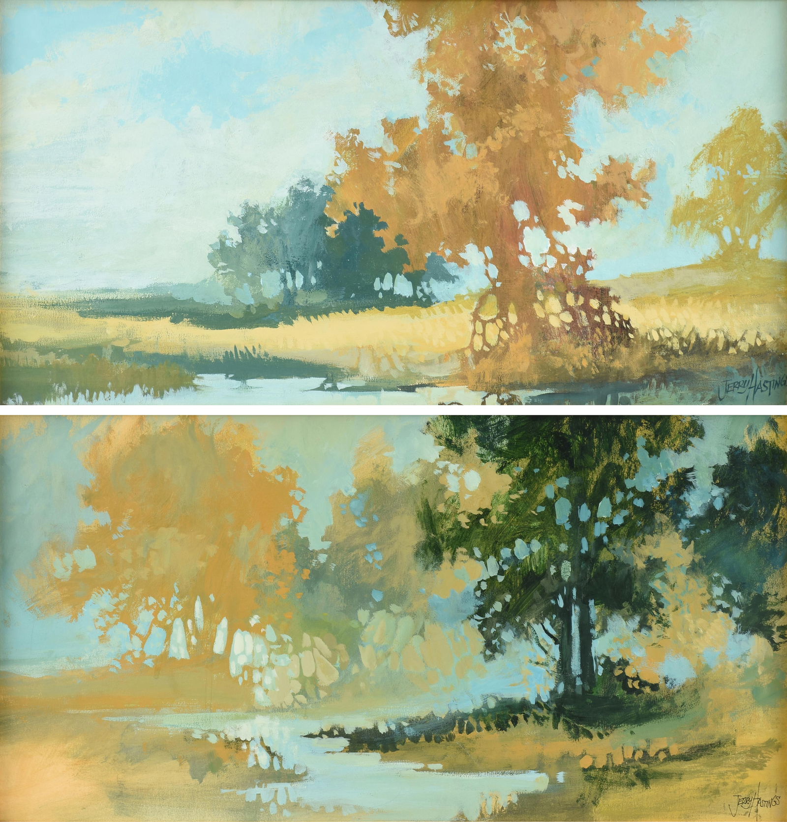JERRY HASTINGS (American 20th Century) TWO MODERN LANDSCAPES, CIRCA 1970, (1 of 20)