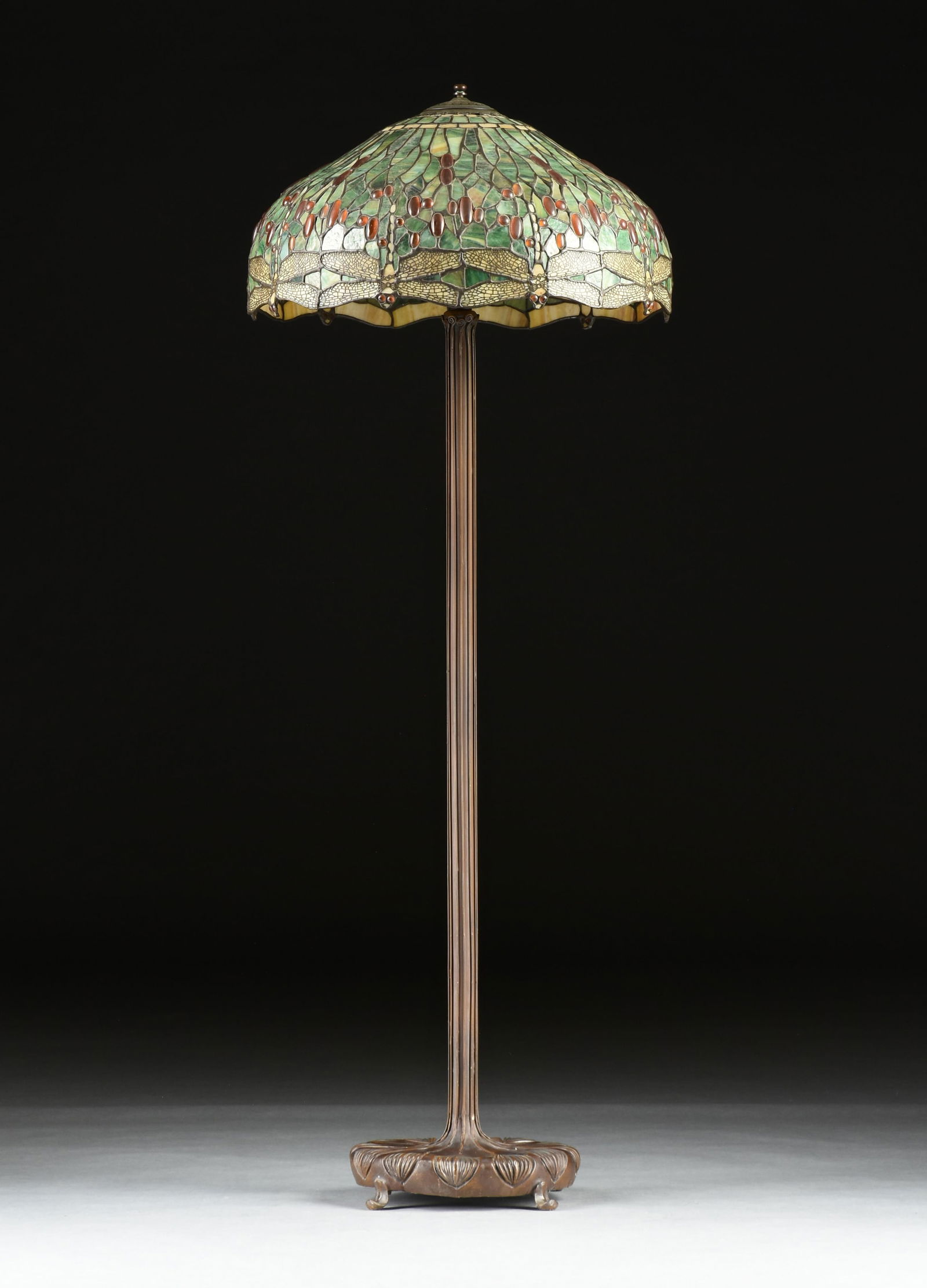 A MOSAIC DRAGONFLY STANDING LAMP, LATE 20TH CENTURY, (1 of 7)