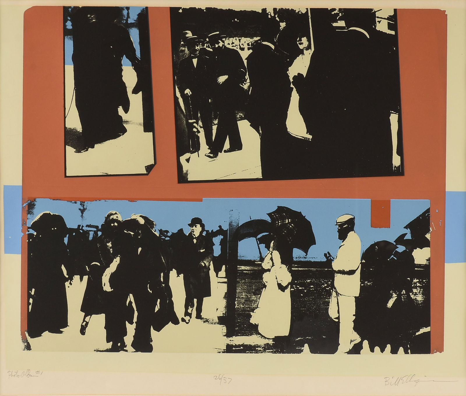 WILLIAM (BILL) ELLINGSON (American 1933-1994) "Photo Album #1," 1979,: WILLIAM (BILL) ELLINGSON (American 1933-1994) "Photo Album #1," 1979,serigraph, titled, numbered, and signed across lower edge, "Photo Album #1 / 26/37 / Bill Ellingson."20 3/4 x 24 1/4 in. (52.7 x 61