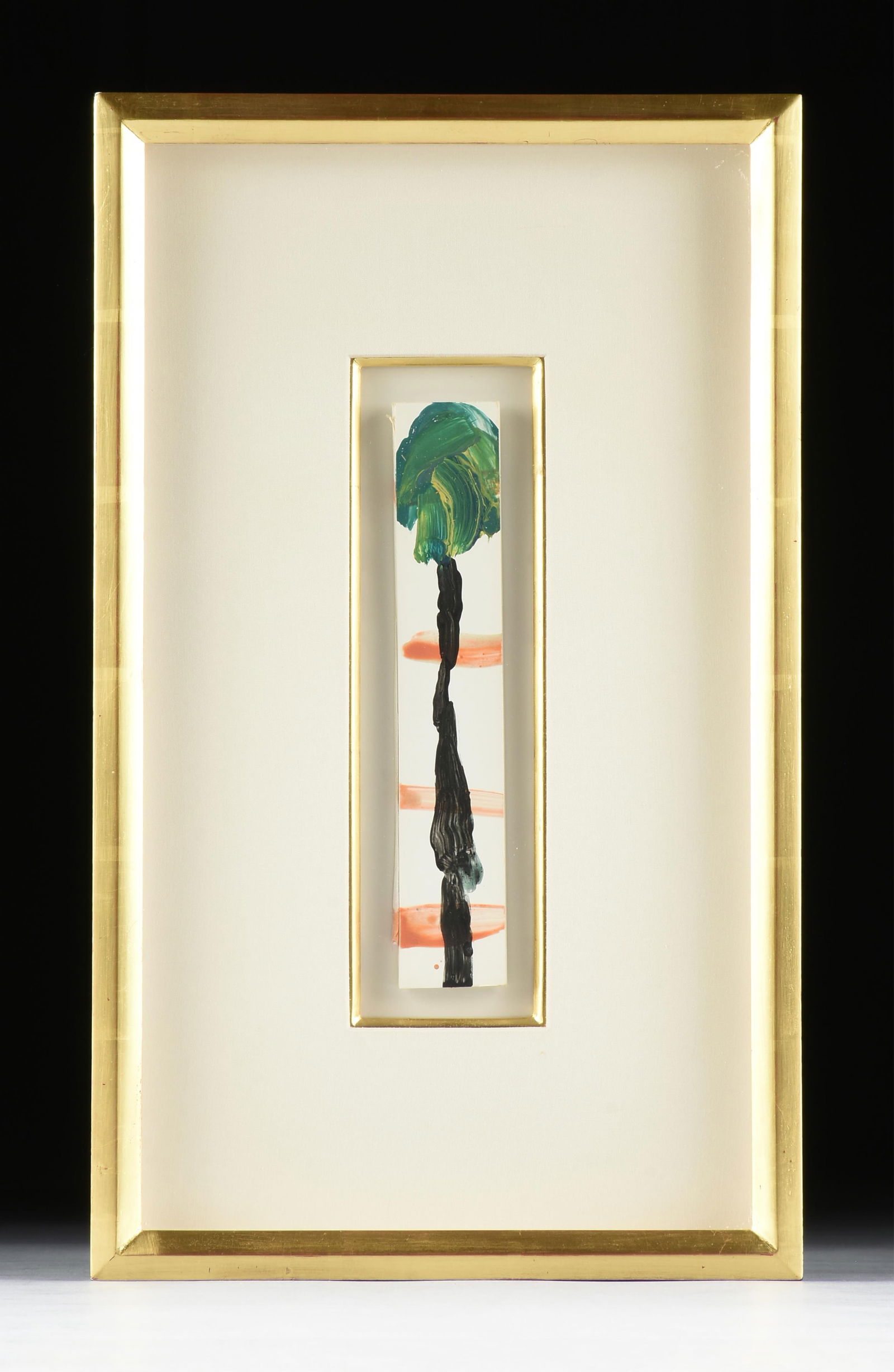 GARY KOMARIN (American b. 1951) "Untitled (Tree Form)," 21ST CENTURY,: GARY KOMARIN (American b. 1951) "Untitled (Tree Form)," 21ST CENTURY,acrylic on foam core, reverse with a label from Gremillion & Co., Houston, Texas.10 x 2 in. (25.4 x 5.1 cm.), Frame: 20 1/2 x 12 1/