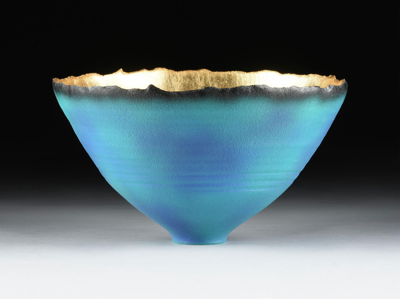 CHERYL WILLIAMS (American b. 1958) "Prosperity Bowl," LATE 20TH CENTURY,: CHERYL WILLIAMS (American b. 1958) "Prosperity Bowl," LATE 20TH CENTURY,ceramic with gold interior, signed at base, "Williams."Height: 8 in. (20.3 cm.), Diameter: 15 in. (38.1 cm.)