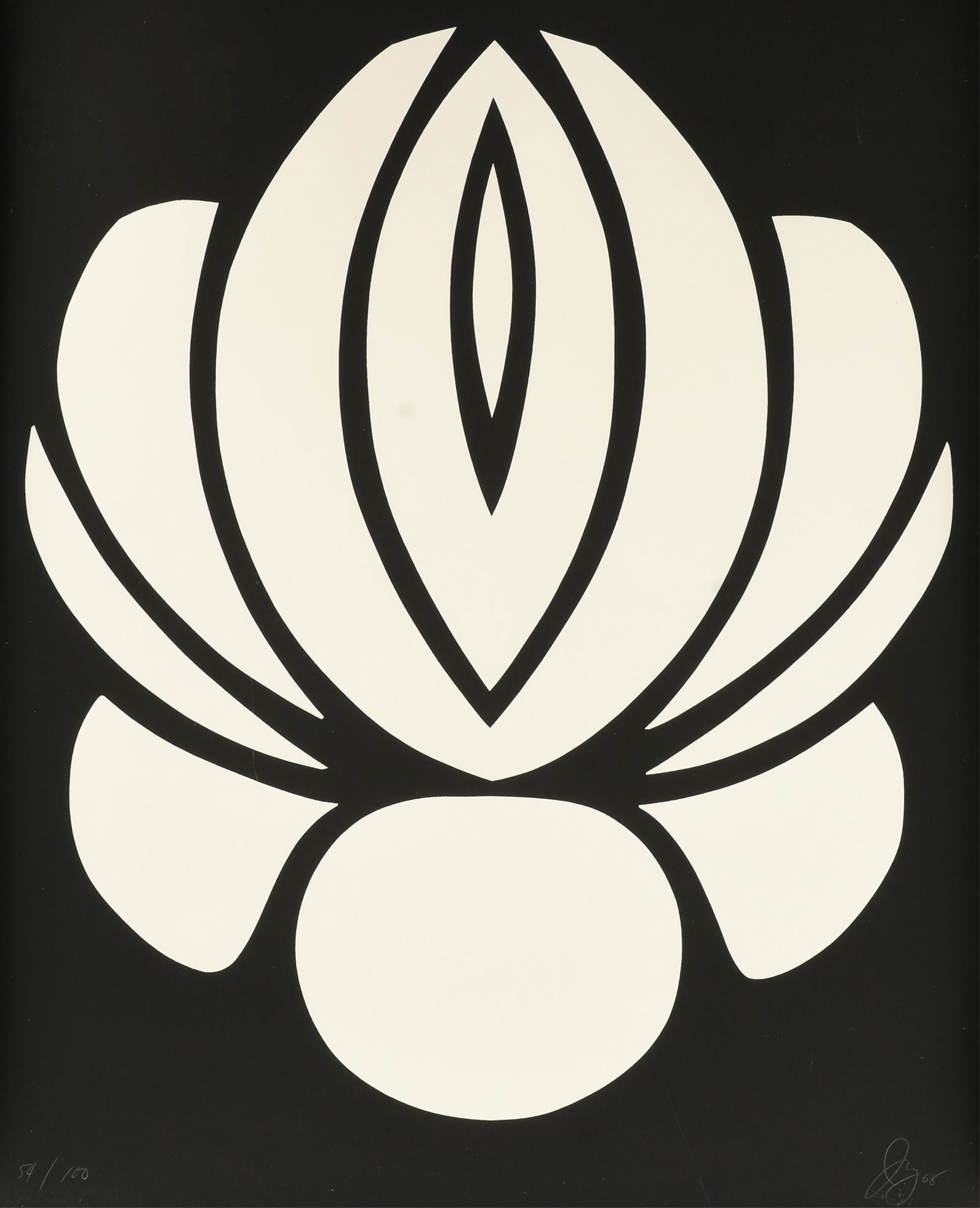 JACK YOUNGERMAN (American 1926-2020) "Blossom," 1968,: JACK YOUNGERMAN (American 1926-2020) "Blossom," 1968,screenprint on paper, signed and dated lower right, "JY 68," and numbered lower left, "54/100."28 3/4 x 24 in. (73 x 61 cm.), Frame: 29 3/8 x 24 1/