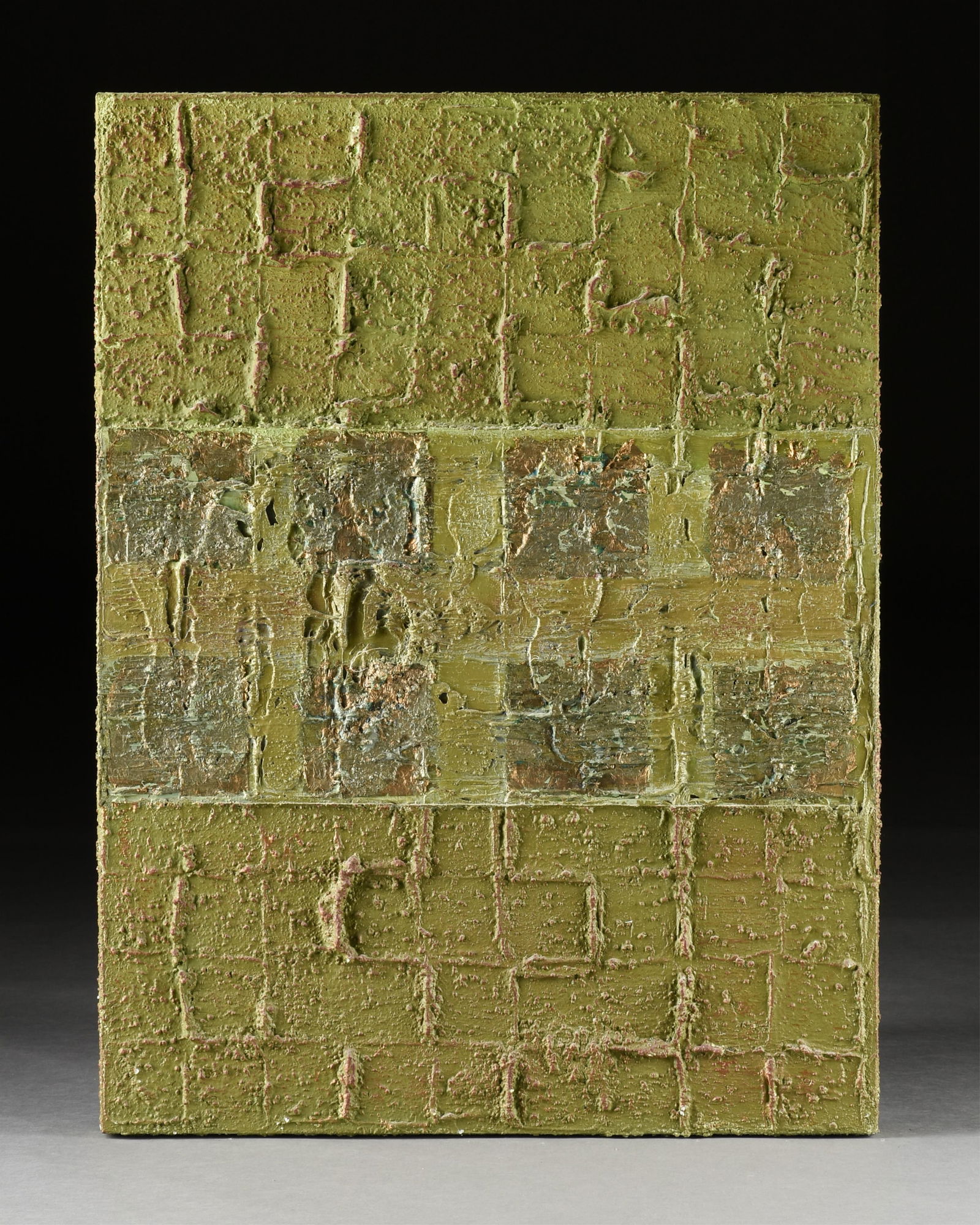 SABINE STROMEYER (German/Texas b. 1962) "Where Spring Begins," 2007,: SABINE STROMEYER (German/Texas b. 1962) "Where Spring Begins," 2007,acrylic with gold leaf and mixed media on canvas, signed and dated on reverse, "Sabine Stromeyer / 2007," with and artist label on r