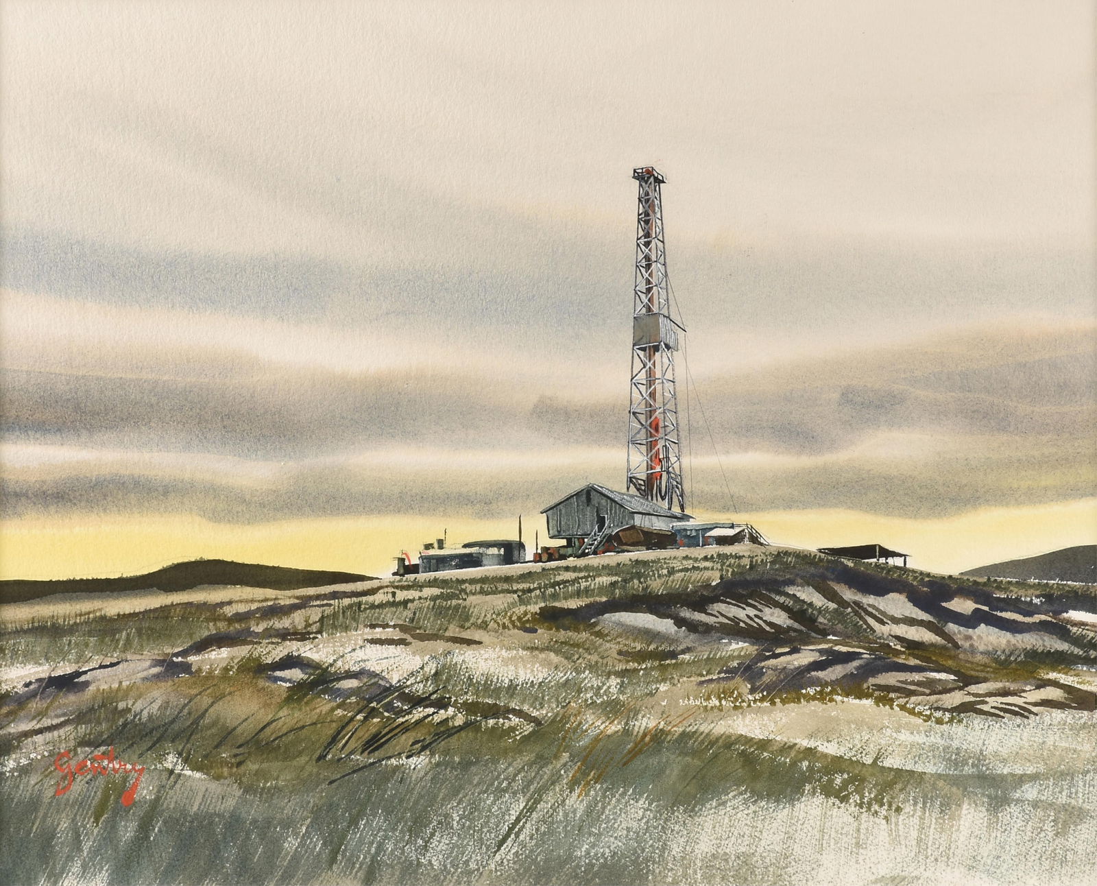 A.C. GENTRY (American/Texas 1927-2021) "Oil Rig (Untitled)," CIRCA 1970, (1 of 13)