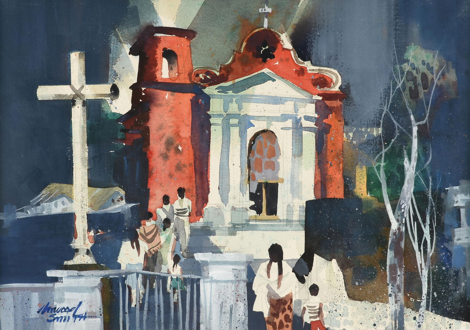 HARWOOD KNOX SMITH (American/Texas 1913-2002), "Mission Church, Mexico (Untitled)," 1971, (1 of 12)