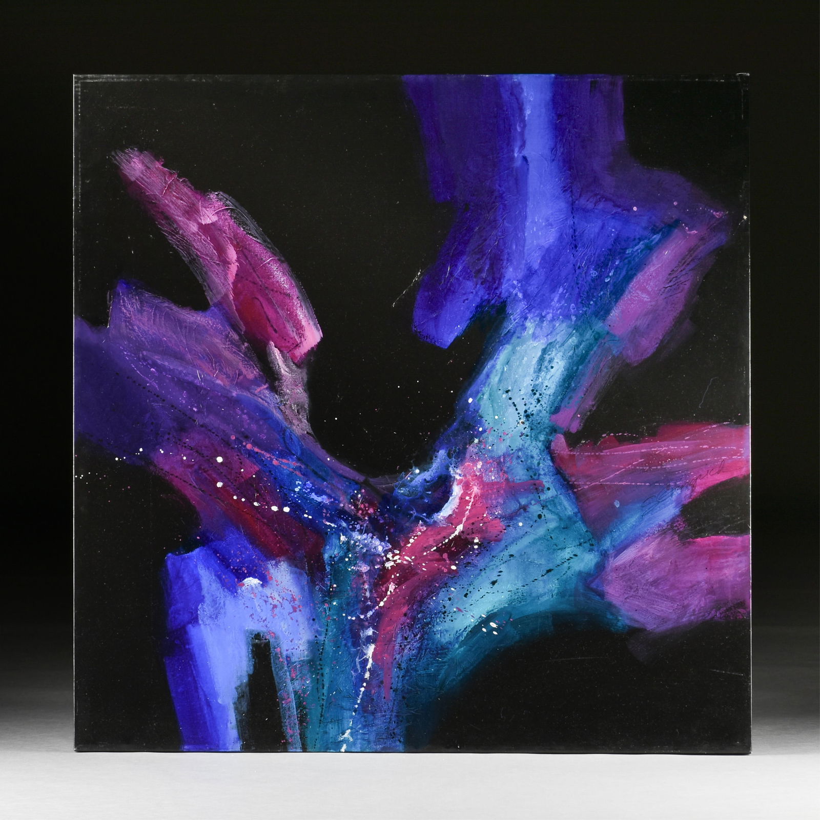 SUE GINGRICH (American) "Steppin' Out," 20TH CENTURY,: SUE GINGRICH (American) "Steppin' Out," 20TH CENTURY,acrylic on canvas, titled and signed on reverse, "Steppin Out / S Gingrich."48 x 48 in. (121.9 x 121.9 cm.)