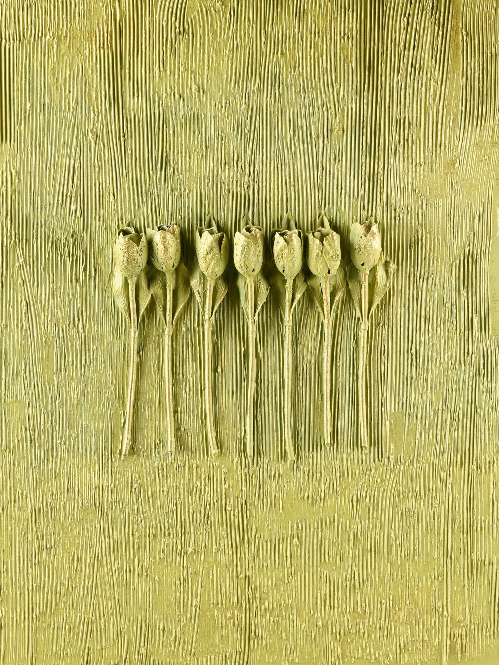 SABINE STROMEYER (German/Texas b. 1962) "Tulips (Untitled)," 2000,: SABINE STROMEYER (German/Texas b. 1962) "Tulips (Untitled)," 2000,acrylic and mixed media on canvas, dated and signed at lower right edge, "2000 / Stromeyer."40 x 30 in. (101.6 x 76.2 cm.)