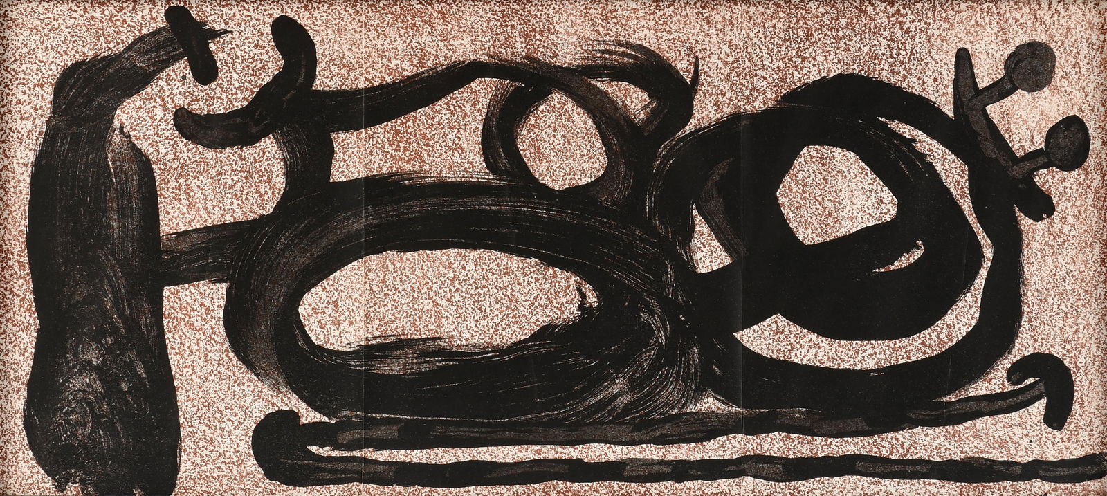 JOAN MIRO (Spanish 1893-1983) "L'Oiseau Solaire - L'Oiseau Lunaire - Entincelles," CIRCA 1970,: JOAN MIRO (Spanish 1893-1983) "L'Oiseau Solaire - L'Oiseau Lunaire - Entincelles," CIRCA 1970,lithograph, from Derriere Le Miroir.Sight: 14 1/2 x 32 in. (36.8 x 81.3 cm.), Frame: 16 3/4 x 34 1/4 in. (