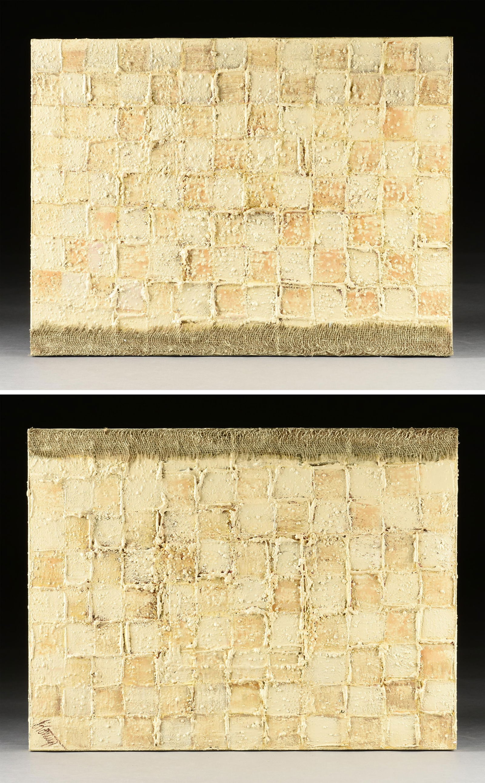 SABINE STROMEYER (German/Texas b. 1962) A DIPTYCH "Dunes," 2011,: SABINE STROMEYER (German/Texas b. 1962) A DIPTYCH "Dunes," 2011,mixed media on canvas, one piece signed lower left, "Stromeyer," the other piece with an artist label on reverse.Each: 30 x 40 in. (76.2