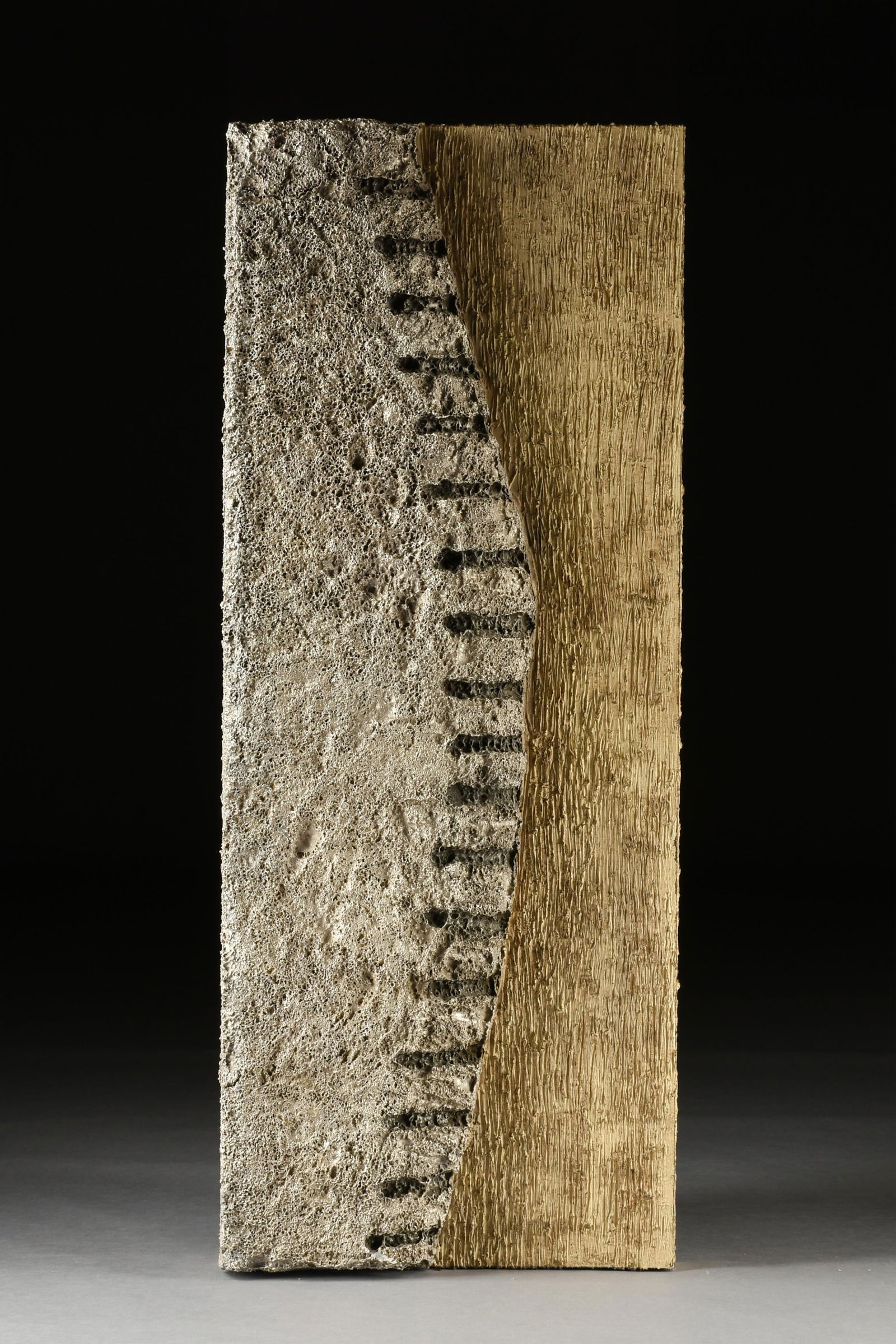 SABINE STROMEYER (German/Texas b. 1962) "Facing East," 2009,: SABINE STROMEYER (German/Texas b. 1962) "Facing East," 2009,mixed media on panel, signed at upper left edge, "Stromeyer," with an artist label on the reverse.60 x 24 in. (152.4 x 61 cm.)