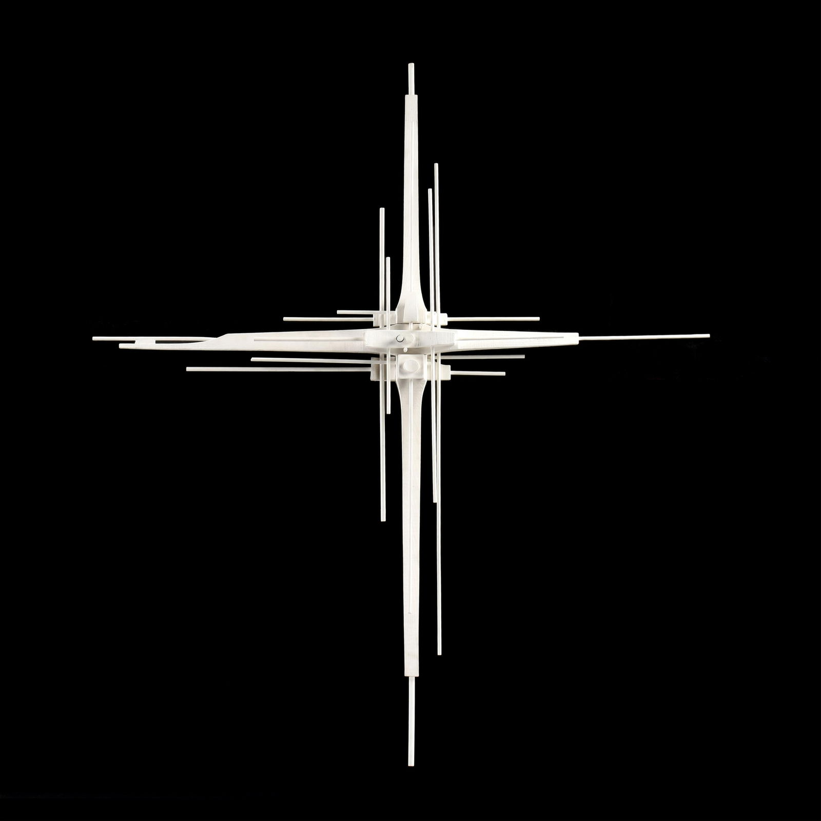 PAUL MAXWELL (American/Texas 1925-2015) "Cruciform (Untitled)," 1971,: PAUL MAXWELL (American/Texas 1925-2015) "Cruciform (Untitled)," 1971,a painted wood wall hanging assemblage sculpture.82 x 71 in. (208.3 x 180.3 cm.) Provenance: Property of a National Insurance Compa