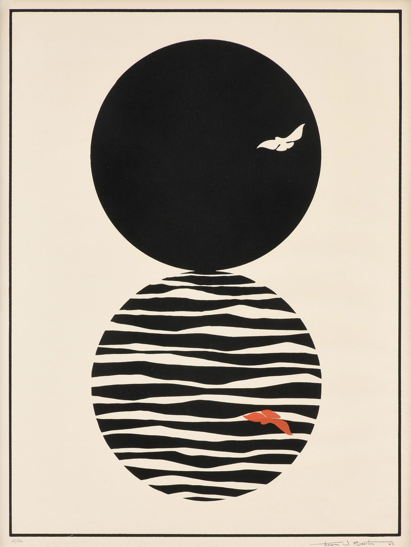 THOMAS W. BENTON (American 1930-2007) "Moonset I" and "Tomorrow Bird," 1968/69, (1 of 20)