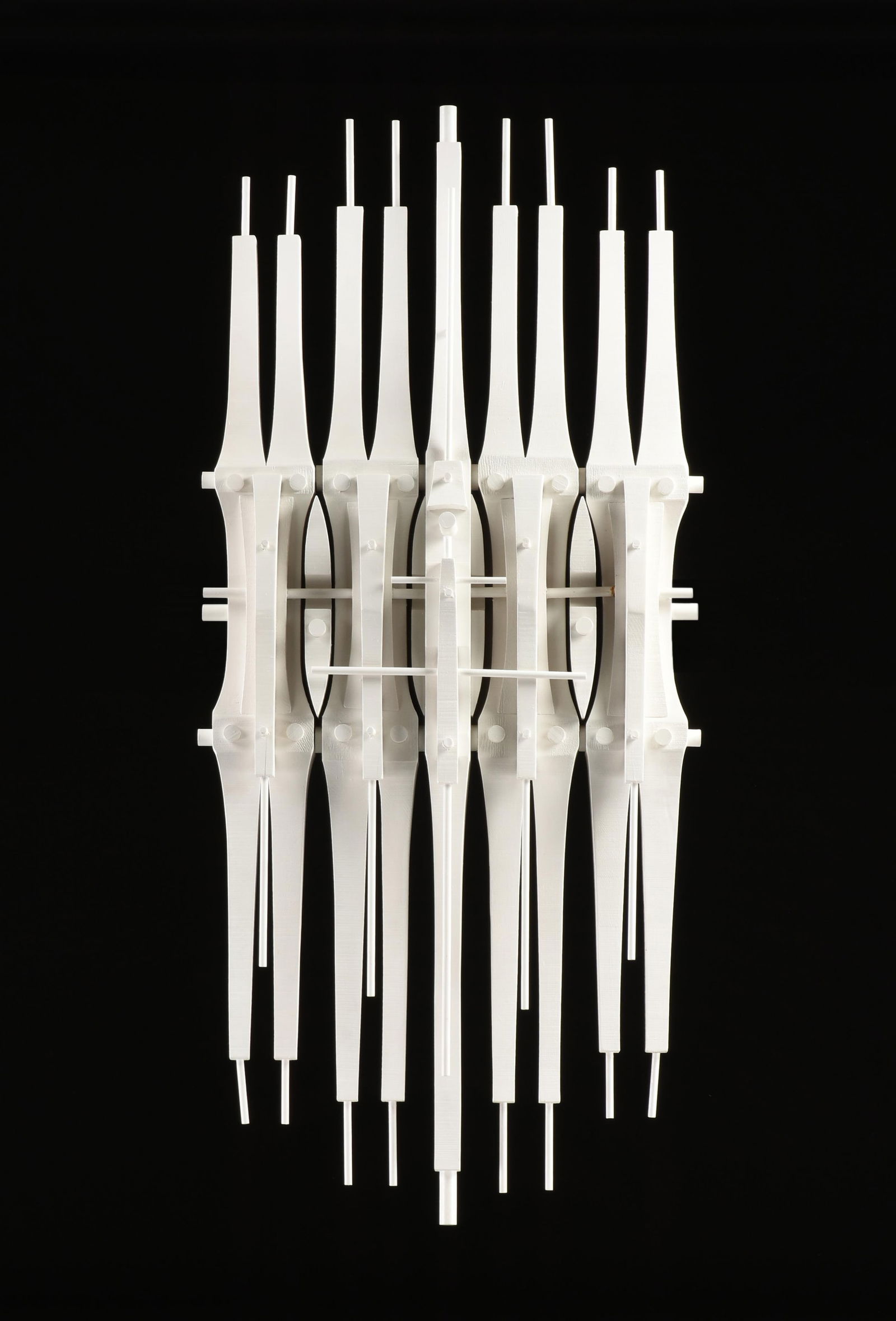 PAUL MAXWELL (American/Texas 1925-2015) "Untitled," 1970,: PAUL MAXWELL (American/Texas 1925-2015) "Untitled," 1970,a painted wood wall hanging assemblage sculpture.69 x 31 in. (175.3 x 78.7 cm.) Provenance: Property of a National Insurance Company