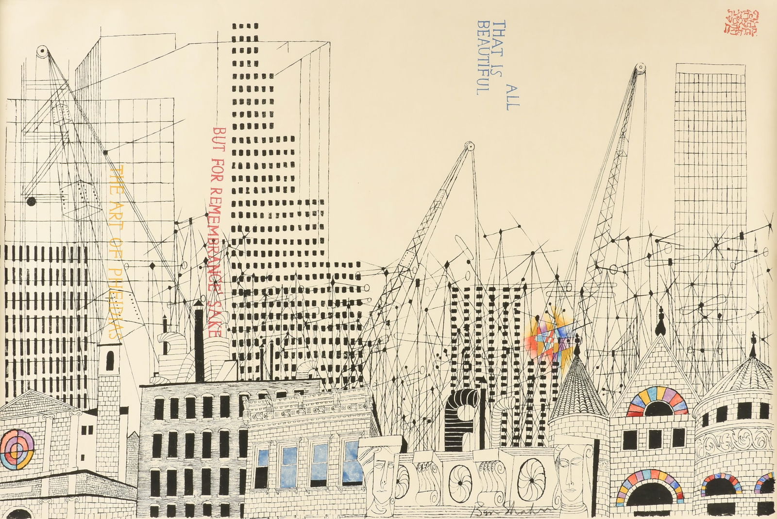 BEN SHAHN (American 1898-1969) "Farewell to New York - All That Is Beautiful," 1966, (1 of 20)