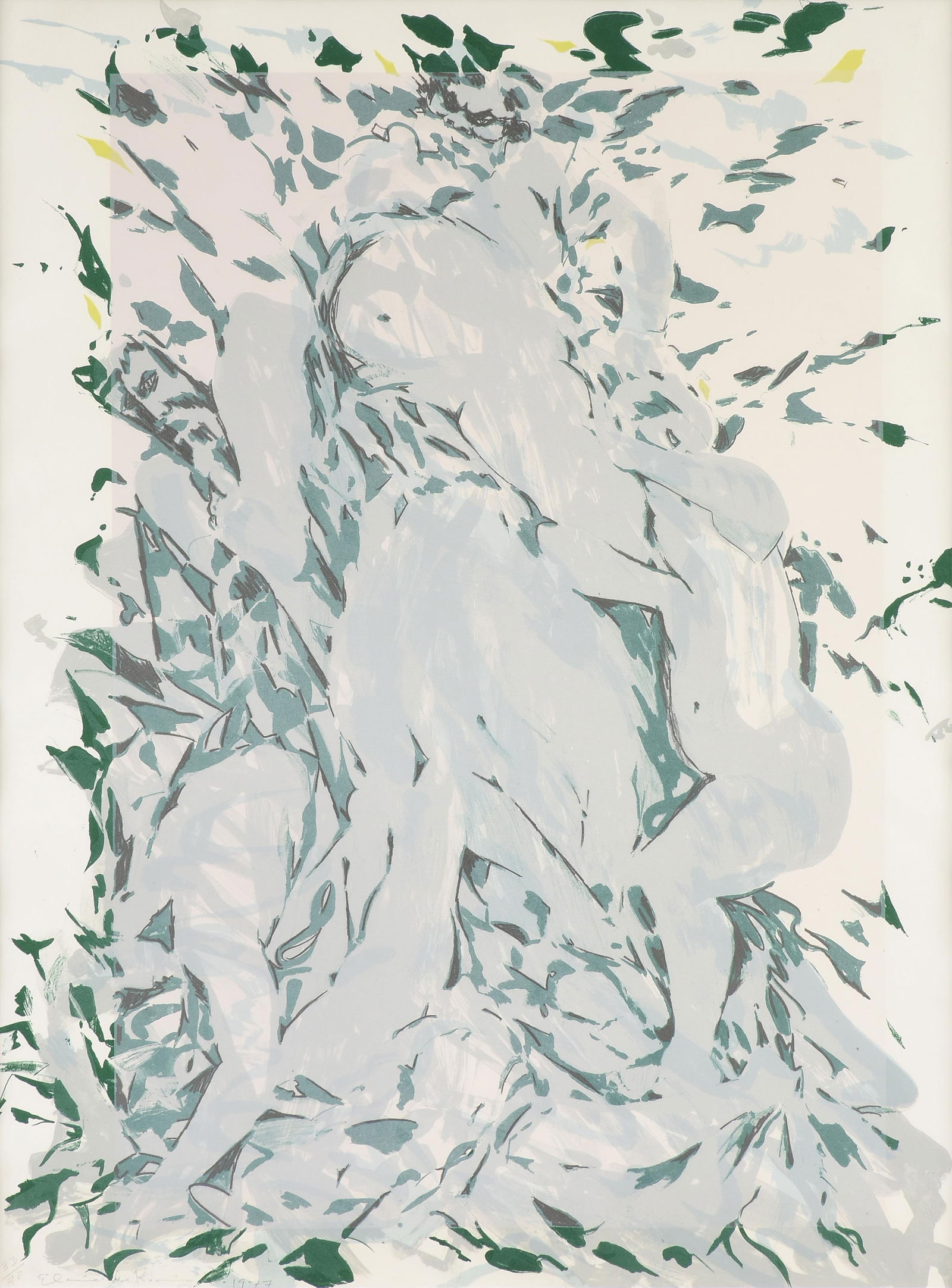ELAINE DE KOONING (American 1918-1989) "Jardin de Luxembourg," 1977,: ELAINE DE KOONING (American 1918-1989) "Jardin de Luxembourg," 1977,lithograph on paper printed by Tamarind (77-101), full margins with deckle edge, numbered, signed, and dated in pencil at lower left