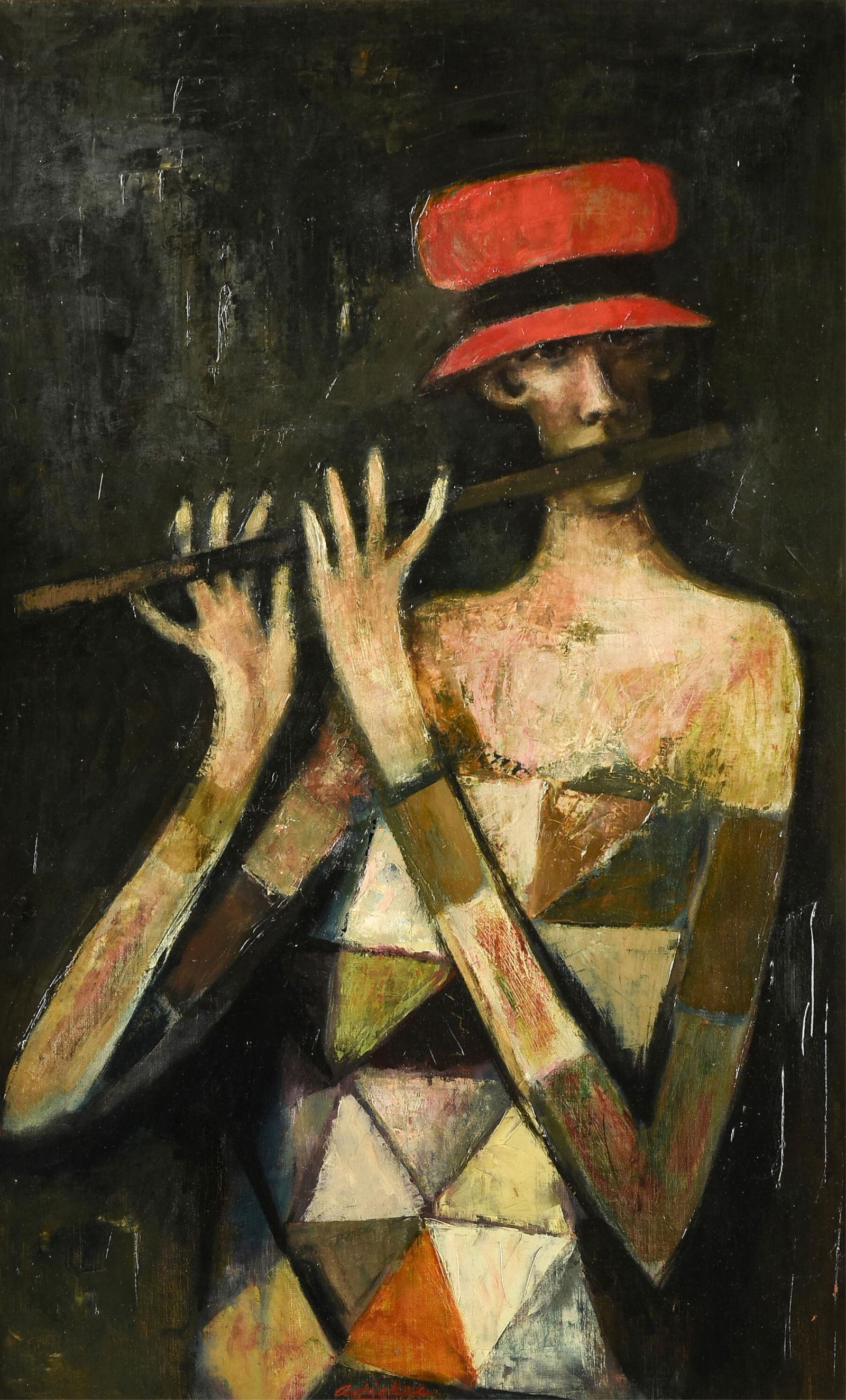 DAVID ADICKES (American/Texas 1927-2025) "Harlequin Playing a Flute (Untitled)," 20TH CENTURY, (1 of 15)