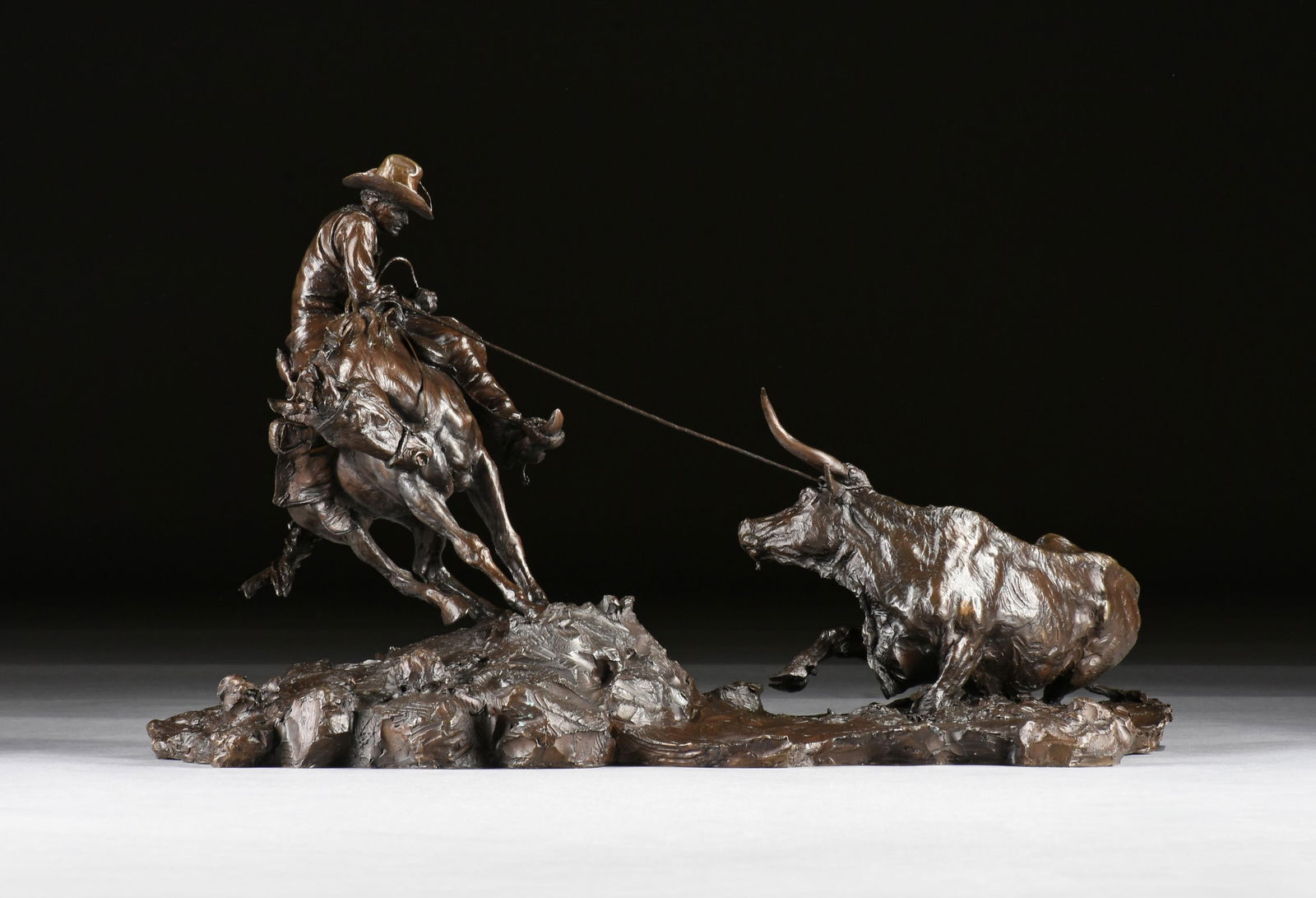 EDWARD JAMES FRAUGHTON (American 1939-2024) "Bog Rider," 1972,: EDWARD JAMES FRAUGHTON (American 1939-2024) "Bog Rider," 1972,bronze with dark brown patina, signed, dated and numbered at base, "Edward Fraughton / © 1972 / 24/30," also inscribed at base, "Youn