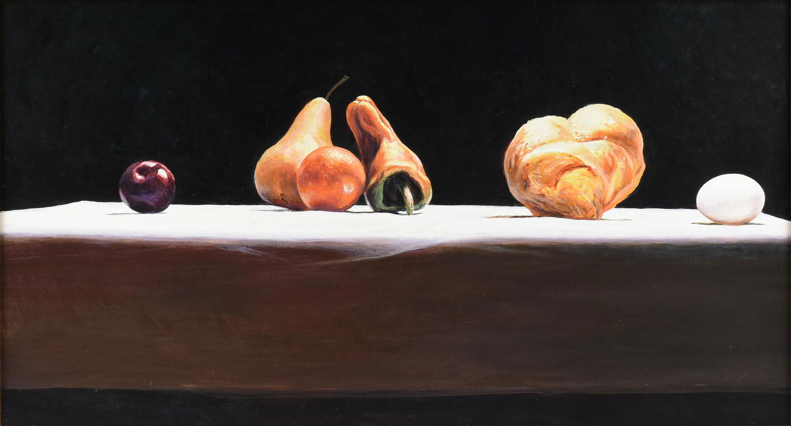KERMIT OLIVER (American/Texas b. 1943) "A Staged Eucharist," 2003,: KERMIT OLIVER (American/Texas b. 1943) "A Staged Eucharist," 2003,acrylic on panel, signed lower left, "Oliver," and titled and dated on the reverse, "A Staged Eucharist ... 2003," with a label on rev