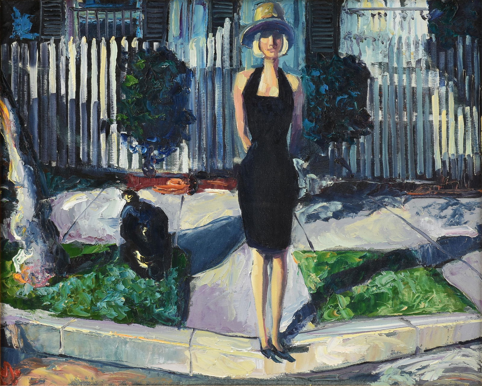 JAMES MICHALOPOULOS (American b. 1951) "Woman in a Hat (Untitled)," CIRCA 1990,: JAMES MICHALOPOULOS (American b. 1951) "Woman in a Hat (Untitled)," CIRCA 1990,oil on canvas, signed with the initial at lower left, "M."24 x 30 in. (61 x 76.2 cm.), Frame: 28 x 34 in. (71.1 x 86.4 cm