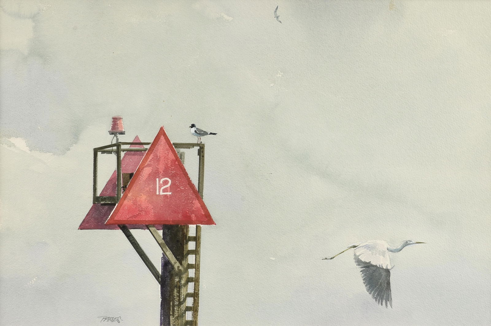 AL BARNES (American/Texas 1937-2015) "Marker 12," CIRCA 1970,: AL BARNES (American/Texas 1937-2015) "Marker 12," CIRCA 1970,watercolor on paper, signed lower left, "Barnes."16 1/2 x 25 in. (41.9 x 63.5 cm.), Frame: 25 x 33 in. (63.5 x 83.8 cm.) Provenance: Proper