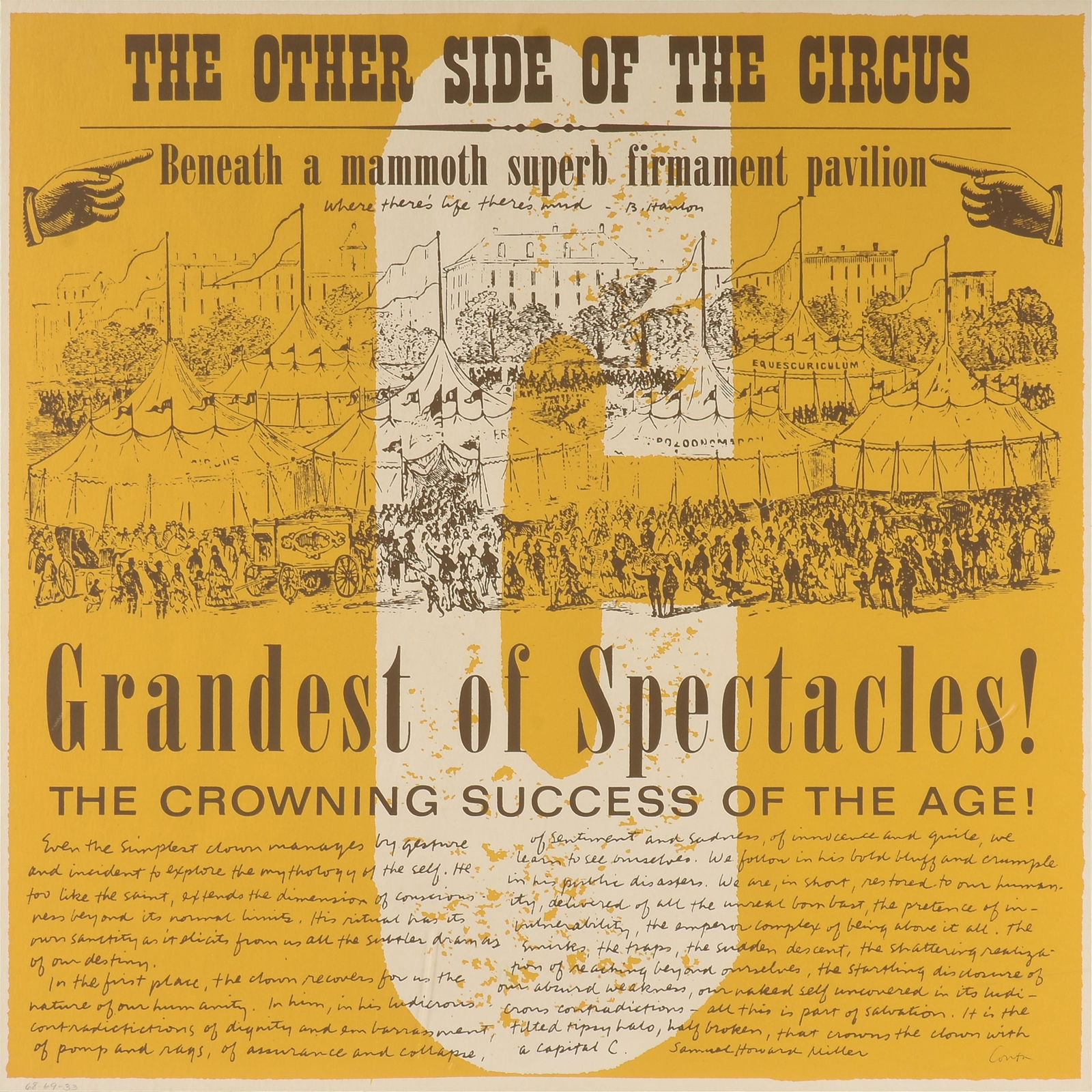CORITA KENT (American 1918-1986) "C," 1968,: CORITA KENT (American 1918-1986) "C," 1968,screenprint on paper, signed in ink lower right, "Corita," and marked at lower left, "68-69-33."23 x 23 in. (58.4 x 58.4 cm.), Frame: 27 x 27 in. (68.6 x 68.