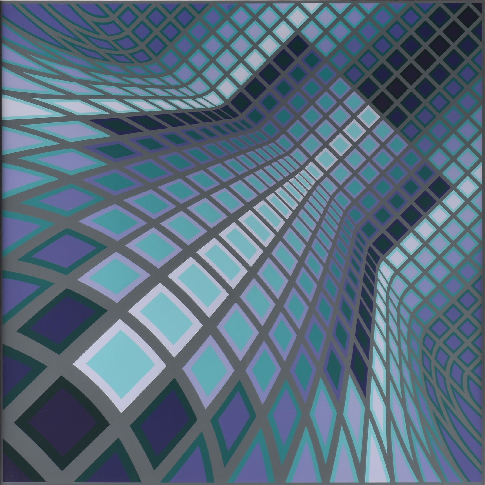 VICTOR VASARELY (Hungarian/French 1906-1997) "Vertche II," 1978,: VICTOR VASARELY (Hungarian/French 1906-1997) "Vertche II," 1978,screenprint on paper.31 x 31 in. (78.7 x 78.7 cm.), Frame: 40 1/4 x 40 1/4 in. (102.2 x 102.2 cm.) Provenance: Private Collection, Color