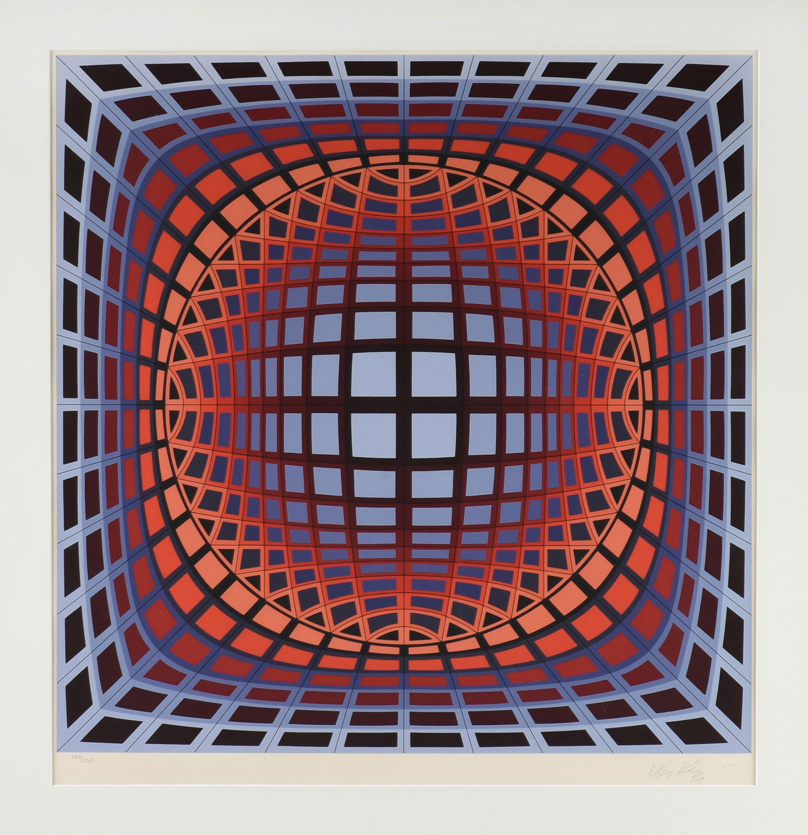 VICTOR VASARELY (Hungarian/French 1906-1997) "Uran II," 1979,: VICTOR VASARELY (Hungarian/French 1906-1997) "Uran II," 1979,screenprint on paper, signed lower right, "Vasarely," and numbered lower left, "199/200."26 3/4 x 24 3/4 in. (67.9 x 62.9 cm.), Frame: 34 x