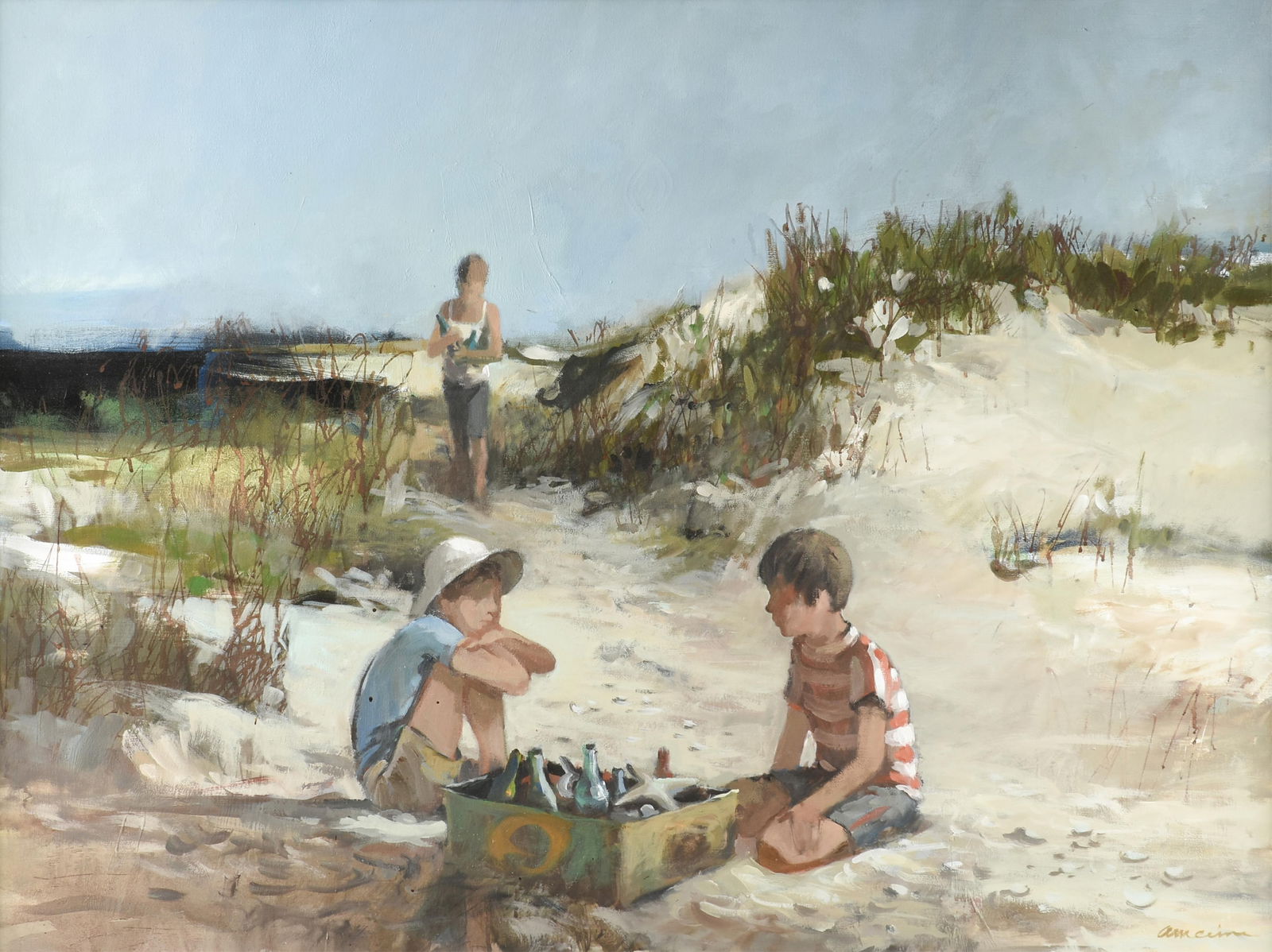 WAYNE AMERINE (American/Texas 1928-2008) "Beach Treasures," 1971,: WAYNE AMERINE (American/Texas 1928-2008) "Beach Treasures," 1971,oil on canvas, signed lower right, "Amerine."36 x 48 in. (91.4 x 121.9 cm.), Frame: 39 3/4 x 51 3/4 in. (101 x 131.4 cm.) Provenance: P