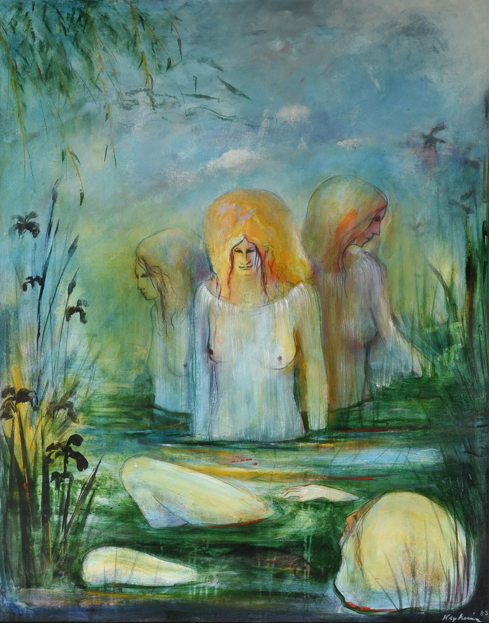 THOM KAPHEIM (American b. 1944) "Iris," 1983,: THOM KAPHEIM (American b. 1944) "Iris," 1983,oil on canvas, signed and dated lower right, "Kapheim 83," with a label on reverse from Gerhard Wurzer Gallery, Inc. Houston, Texas.60 x 48 in. (152.4 x 12