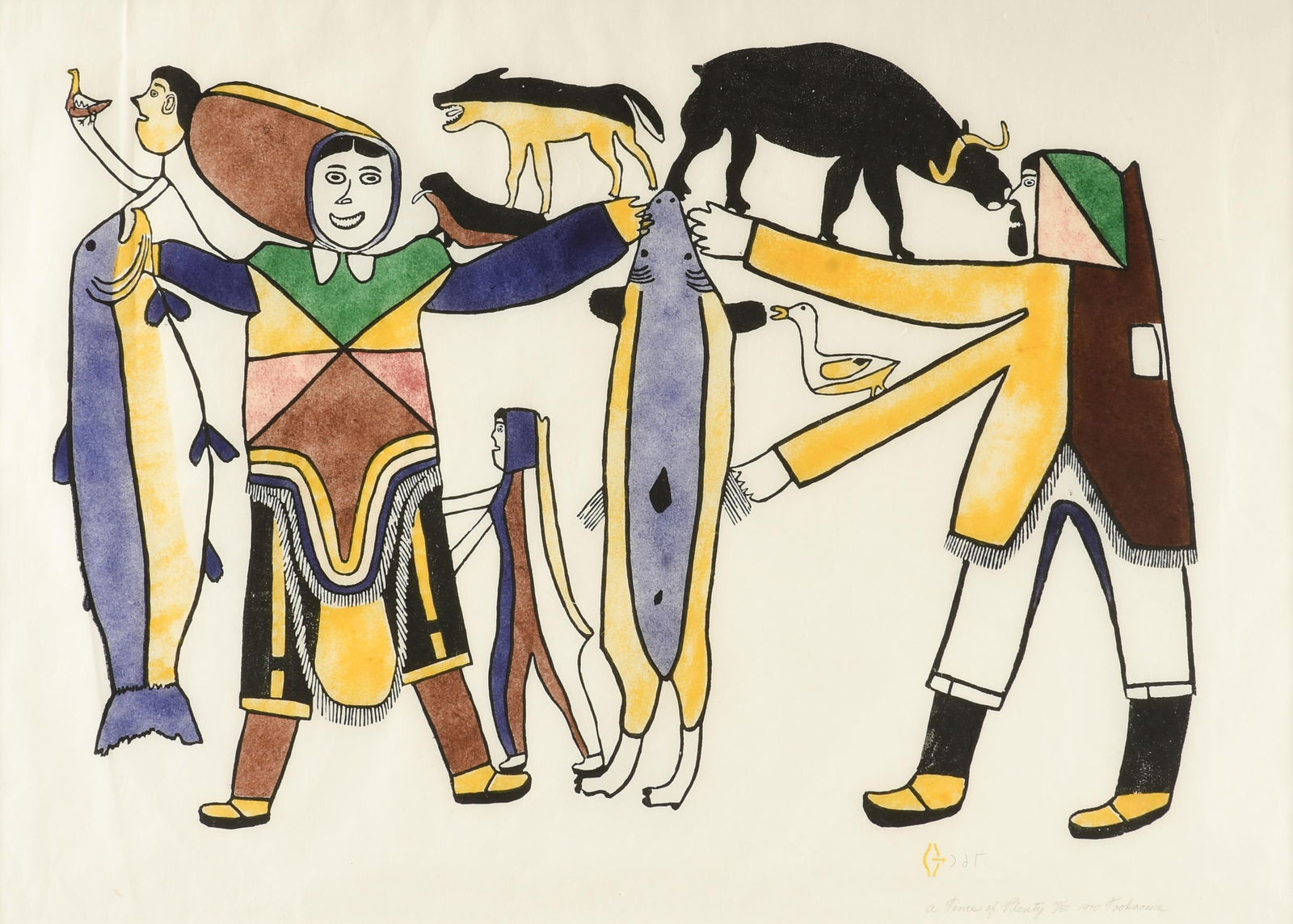 SIMON TOOKOOME (Inuk 1934-2010) "A Time of Plenty," 1970, (1 of 13)