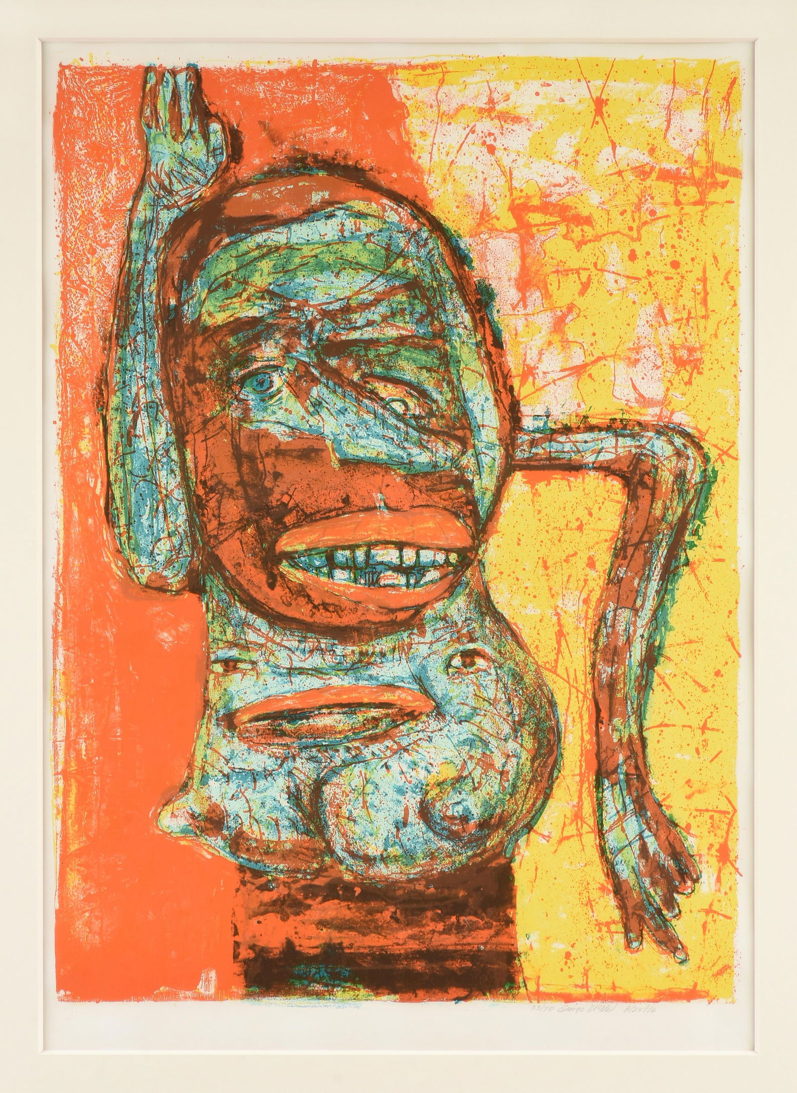 GEORGE MCNEIL (American 1908-1995) "Philadelphia Woman," 1976,: GEORGE MCNEIL (American 1908-1995) "Philadelphia Woman," 1976,lithograph on paper, numbered, signed, and dated lower right, "33/70 George McNeil 8/25/76."29 x 20 1/2 in. (73.7 x 52.1 cm.), Frame: 39 x