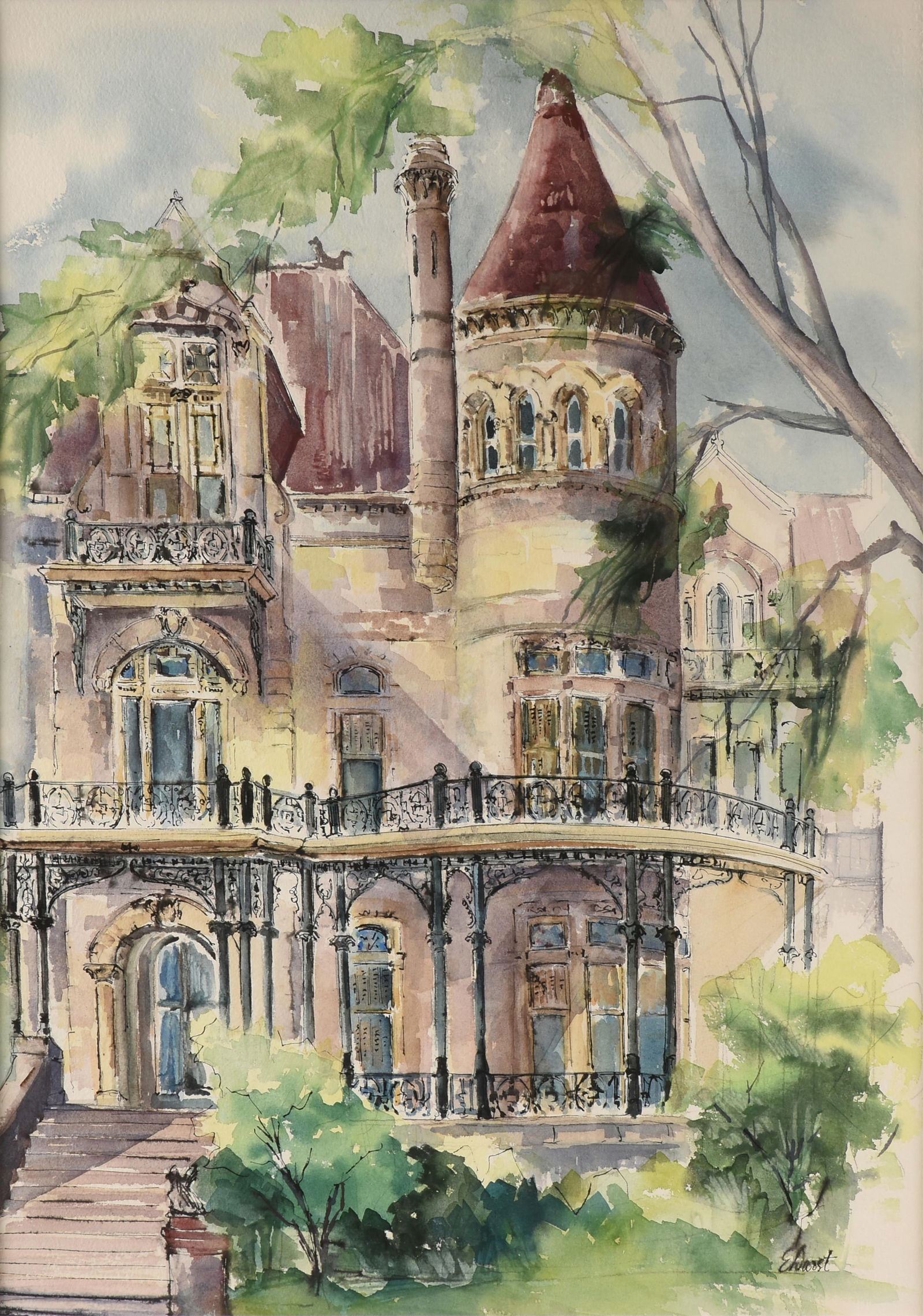 ELISABETH DARST (American/Texas 1933-2014) THREE PAINTINTGS "Galveston Houses (Untitled)," CIRCA (1 of 20)