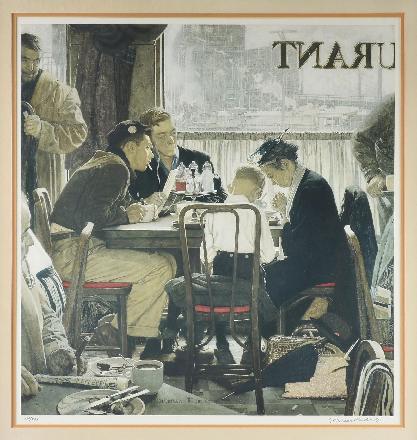 NORMAN ROCKWELL (American 1894-1978) "Saying Grace," CIRCA 1975, (1 of 14)