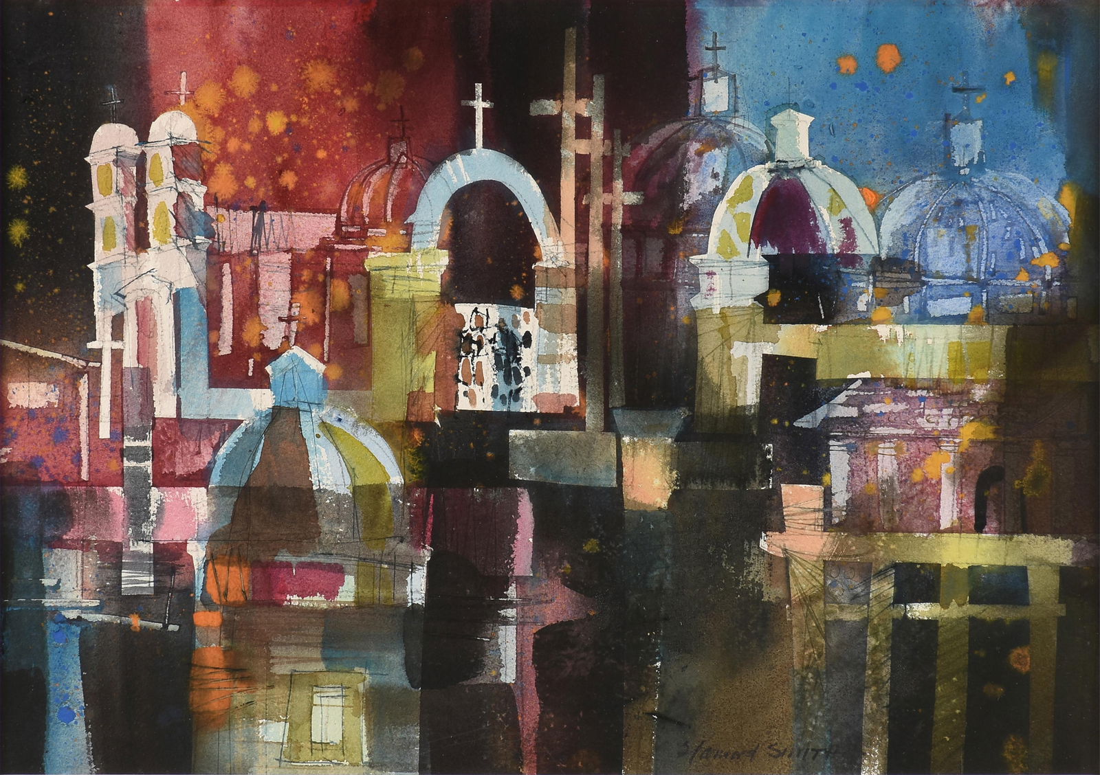 HARWOOD KNOX SMITH (American/Texas 1913-2002), "Mission Architecture (Untitled)," 1971, (1 of 13)