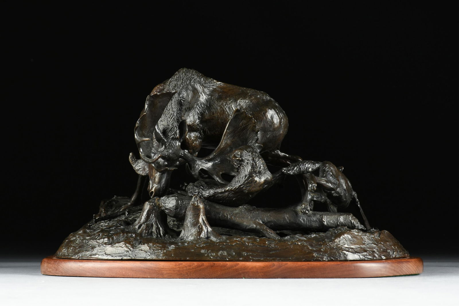 R. DUNCKEL (American 20th Century) "Moose and Wolves (Untitled)," 1974, (1 of 14)