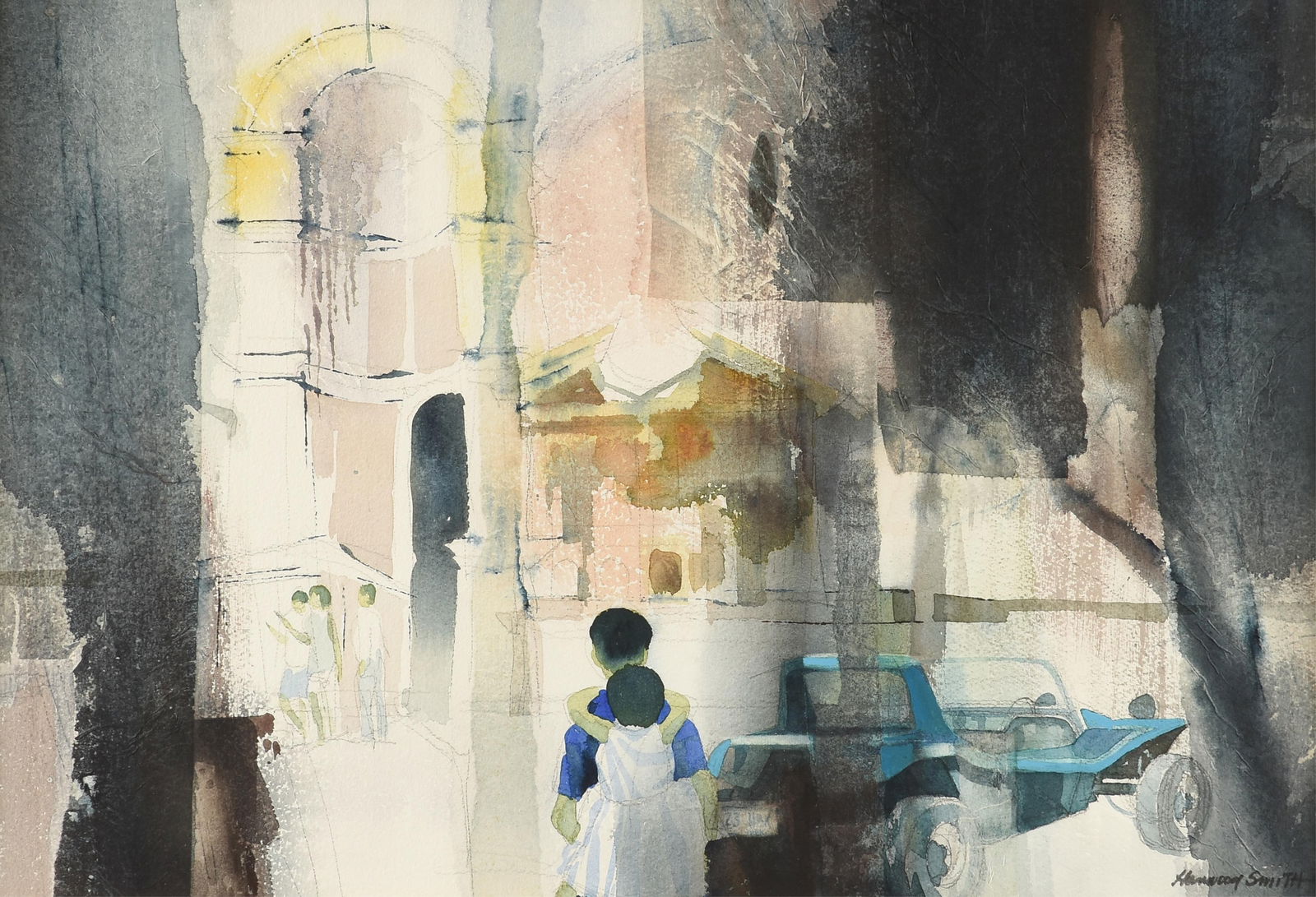 HARWOOD KNOX SMITH (American/Texas 1913-2002) "Street Scene (Untitled)," 1971, (1 of 12)
