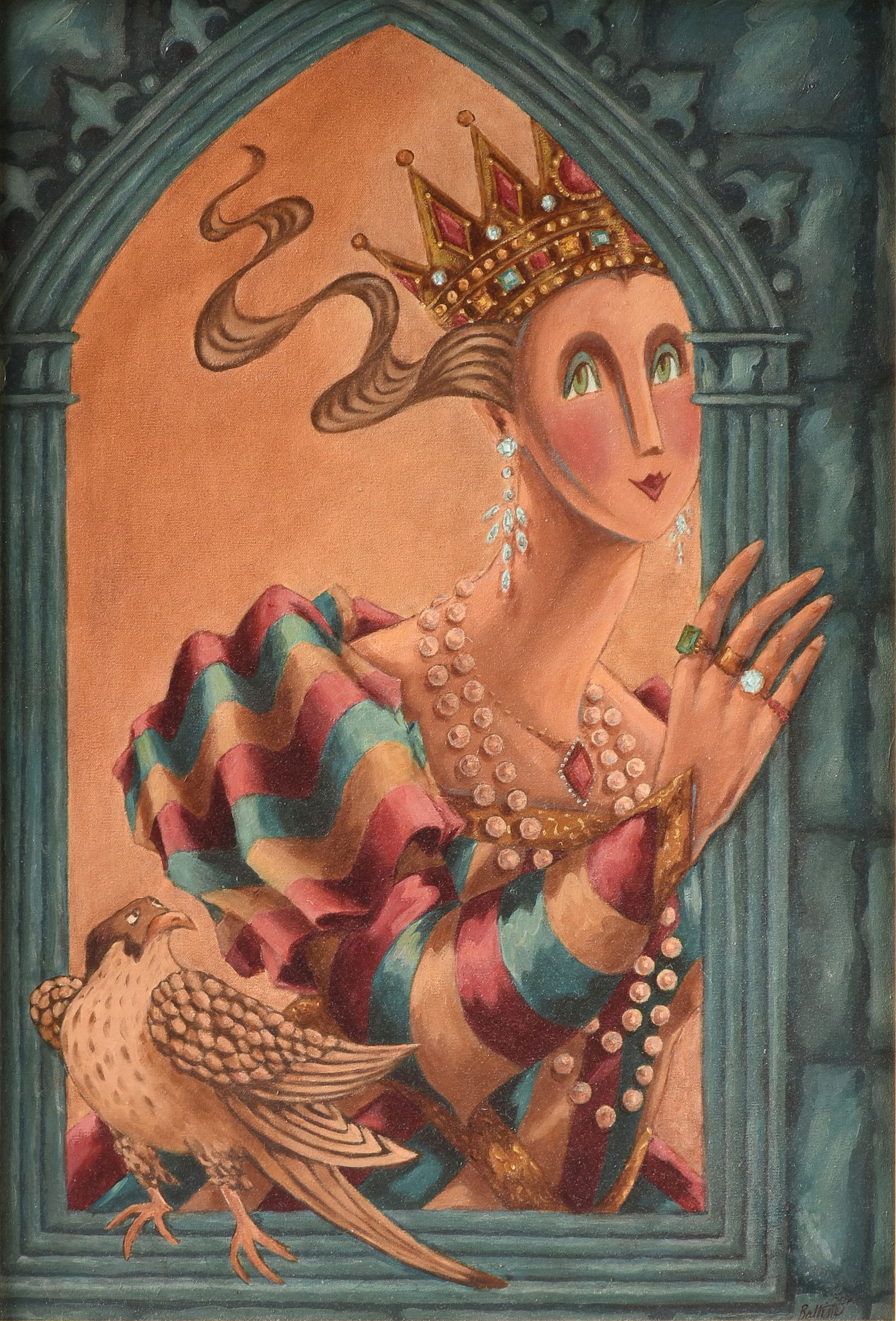 JOANNE BATTISTE (American 1932-2009) "I Wonder What the King is Doing Tonight?," LATE 20TH CENTURY, (1 of 15)