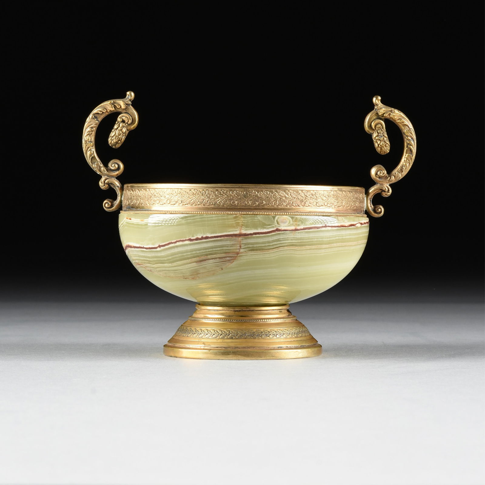 A REVIVAL STYLE GILT-SILVER AND MARBLE PEDESTAL BOWL, ITALIAN, 20TH CENTURY, (1 of 7)