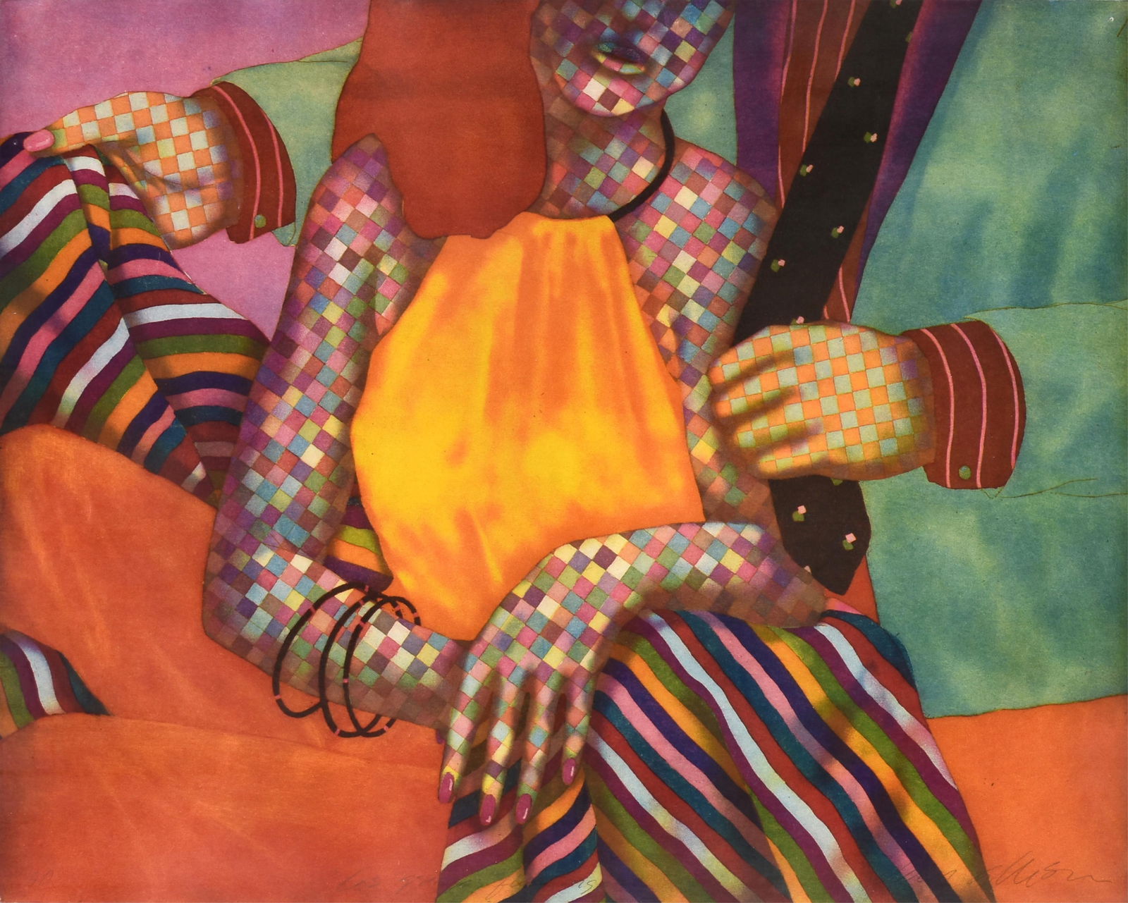 DAN MITCHELL ALLISON (American/Texas b. 1953) "Los Gringos Flamingos," 20TH/21ST CENTURY,: DAN MITCHELL ALLISON (American/Texas b. 1953) "Los Gringos Flamingos," 20TH/21ST CENTURY,aquatint, artist proof, titled lower center, and signed lower right, "Dan Allison."23 x 29 in. (58.4 x 73.7 cm.