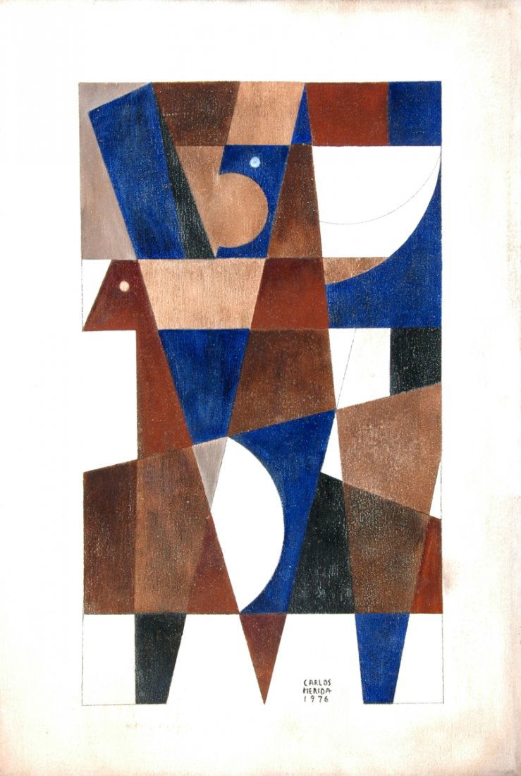 CARLOS MERIDA (Guatemalan 1895-1984) A PAINTING, "Unti: CARLOS MERIDA (Guatemalan 1895-1984) A PAINTING, "Untitled," oil on canvas, signed and dated 1976 L/R. 23 3/4" x 15 3/4" Framed.