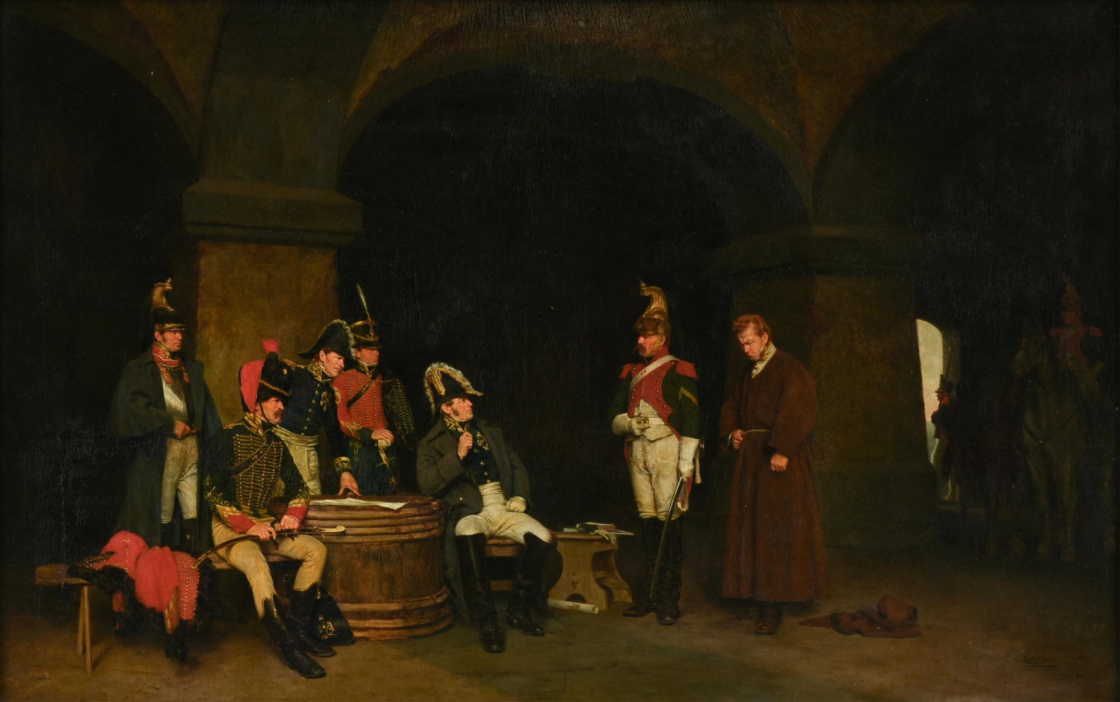 ALCIDE SEGONI (Italian 1847-1894) "The Enemy in Disguise," 19TH CENTURY,: ALCIDE SEGONI (Italian 1847-1894) "The Enemy in Disguise," 19TH CENTURY, oil on canvas, signed lower right, "A Segoni / Firenze." 30 x 46 1/2 in. (76.2 x 118.1 cm.), Frame: 38 1/4 x 55 1/4 in. (97.2 x