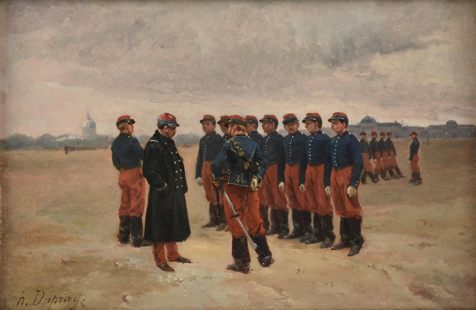 HENRI-LOUIS DUPRAY (French 1841-1909) Reviewing the Troops, LATE 19TH CENTURY,: HENRI-LOUIS DUPRAY (French 1841-1909) Reviewing the Troops, LATE 19TH CENTURY, oil on panel, signed lower left, "h. Dupray." 8 1/2 x 12 3/4 in. (21.6 x 32.4 cm.), Frame: 14 1/2 x 18 5/8 in. (36.8 x 47