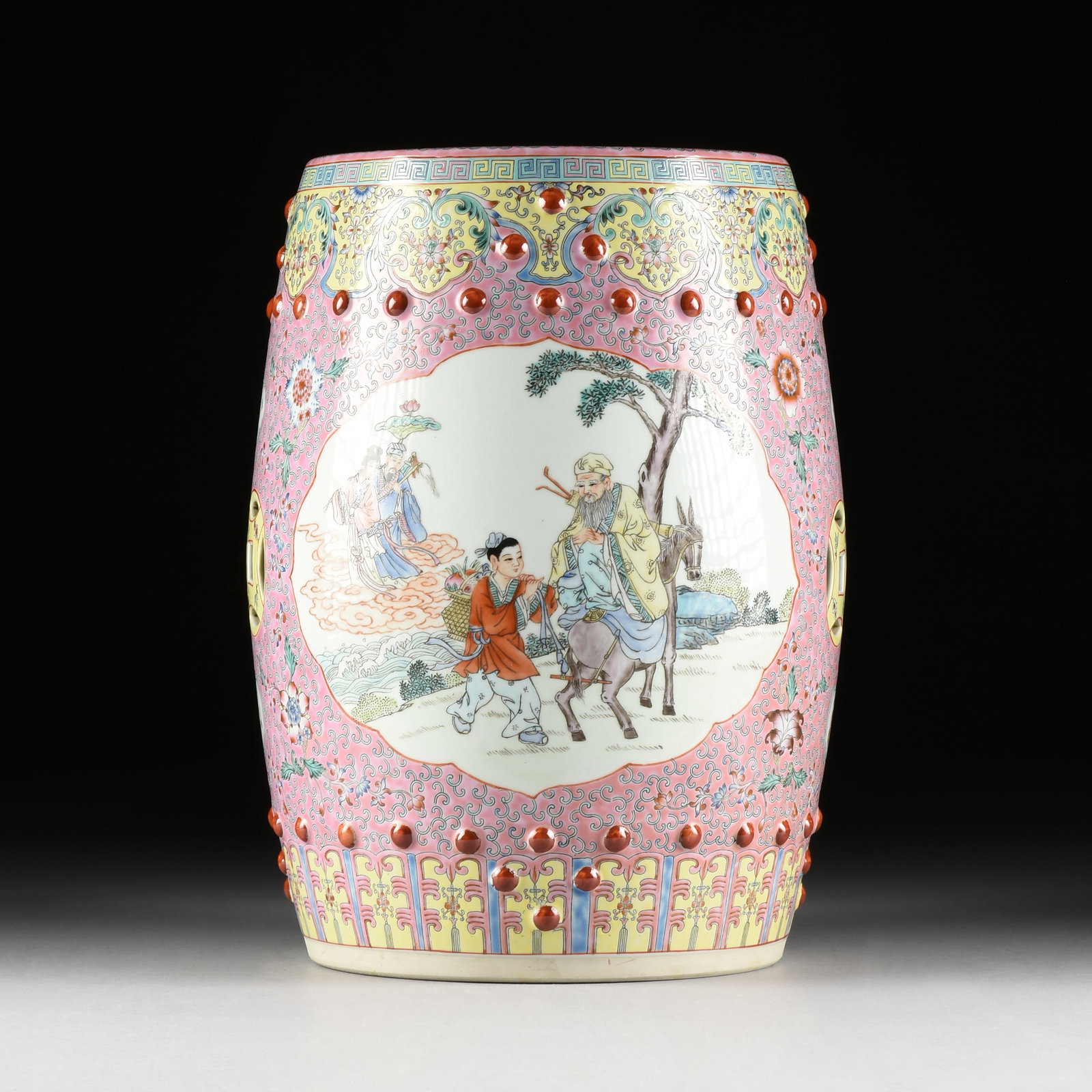 A FAMILLE ROSE STYLE PORCELAIN STOOL, CHINESE, 20TH/21ST CENTURY, (1 of 11)