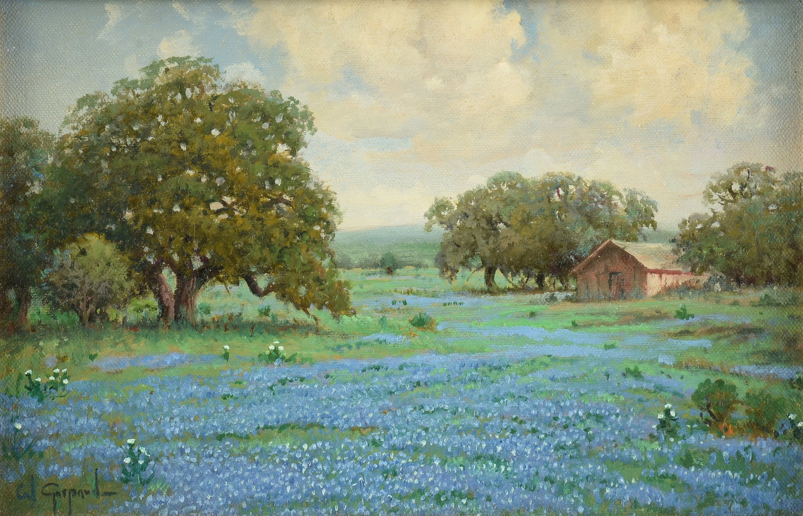 CAL GASPARD (American/Texas 1934-2020) Landscape with Bluebonnets, LATE 20TH CENTURY, (1 of 13)