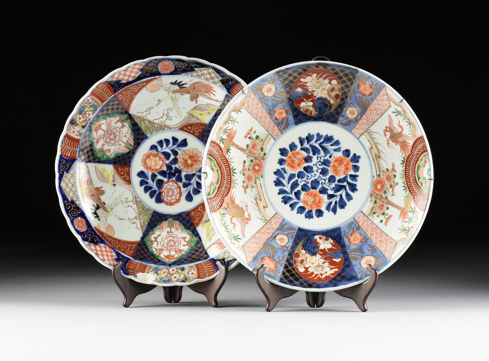 TWO IMARI PORCELAIN CHARGERS, JAPANESE, MEIJI PERIOD, 19TH CENTURY, (1 of 9)