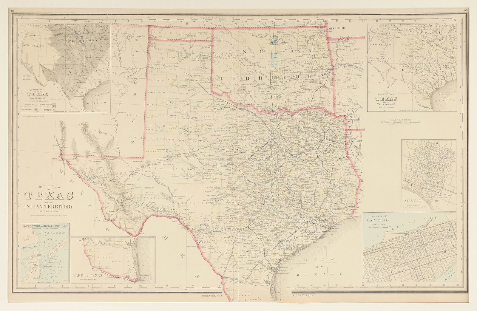 GRAY'S NEW MAP OF TEXAS AND THE INDIAN TERRITORY, 1876, (1 of 11)
