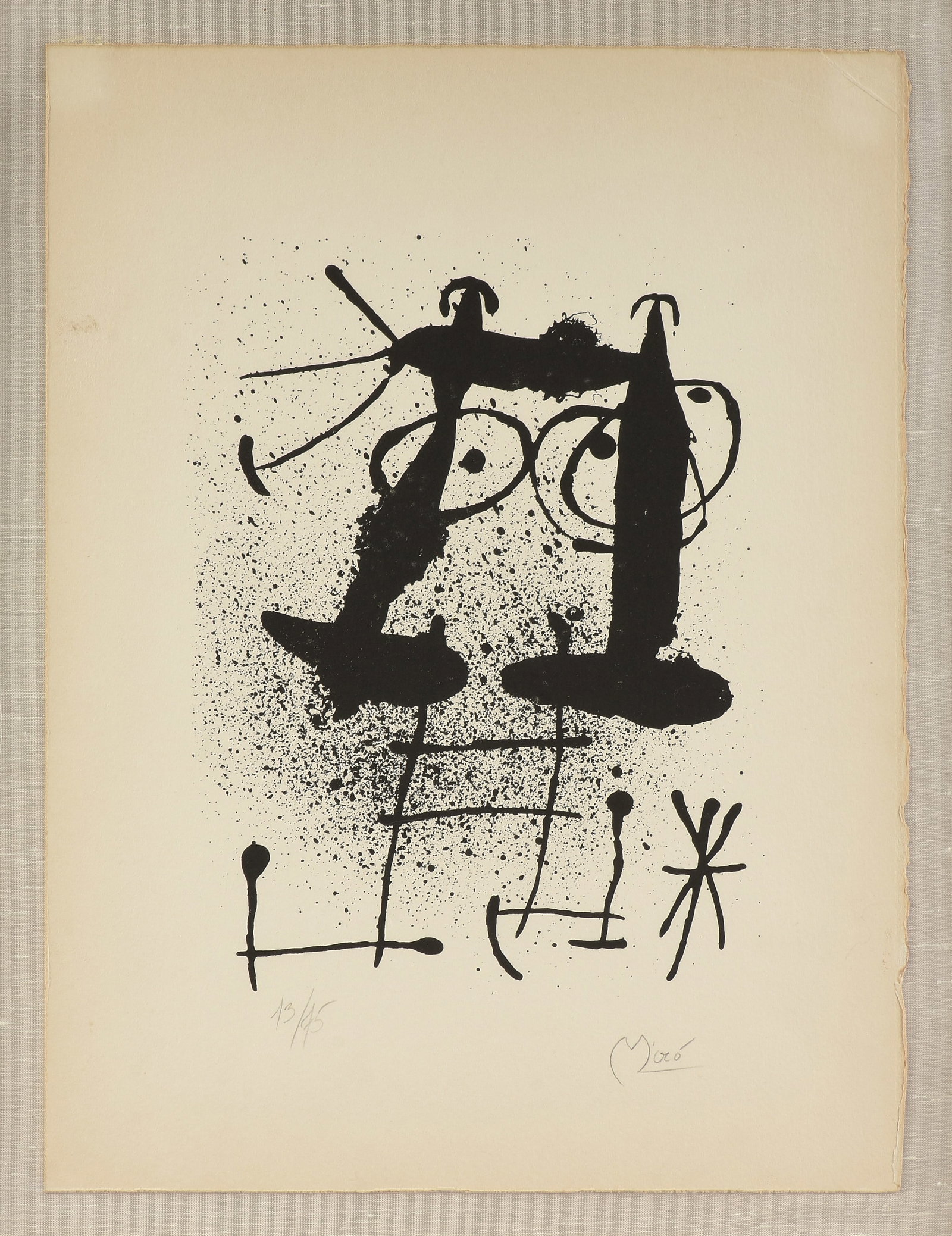 JOAN MIRÓ (Spanish 1893-1983) Silencio, 1967,: JOAN MIRÓ (Spanish 1893-1983) Silencio, 1967, lithograph on wove paper, signed lower right, "Miró," and numbered lower left, "13/75," from the Hai-Ku series, published by Galerie Maeght,